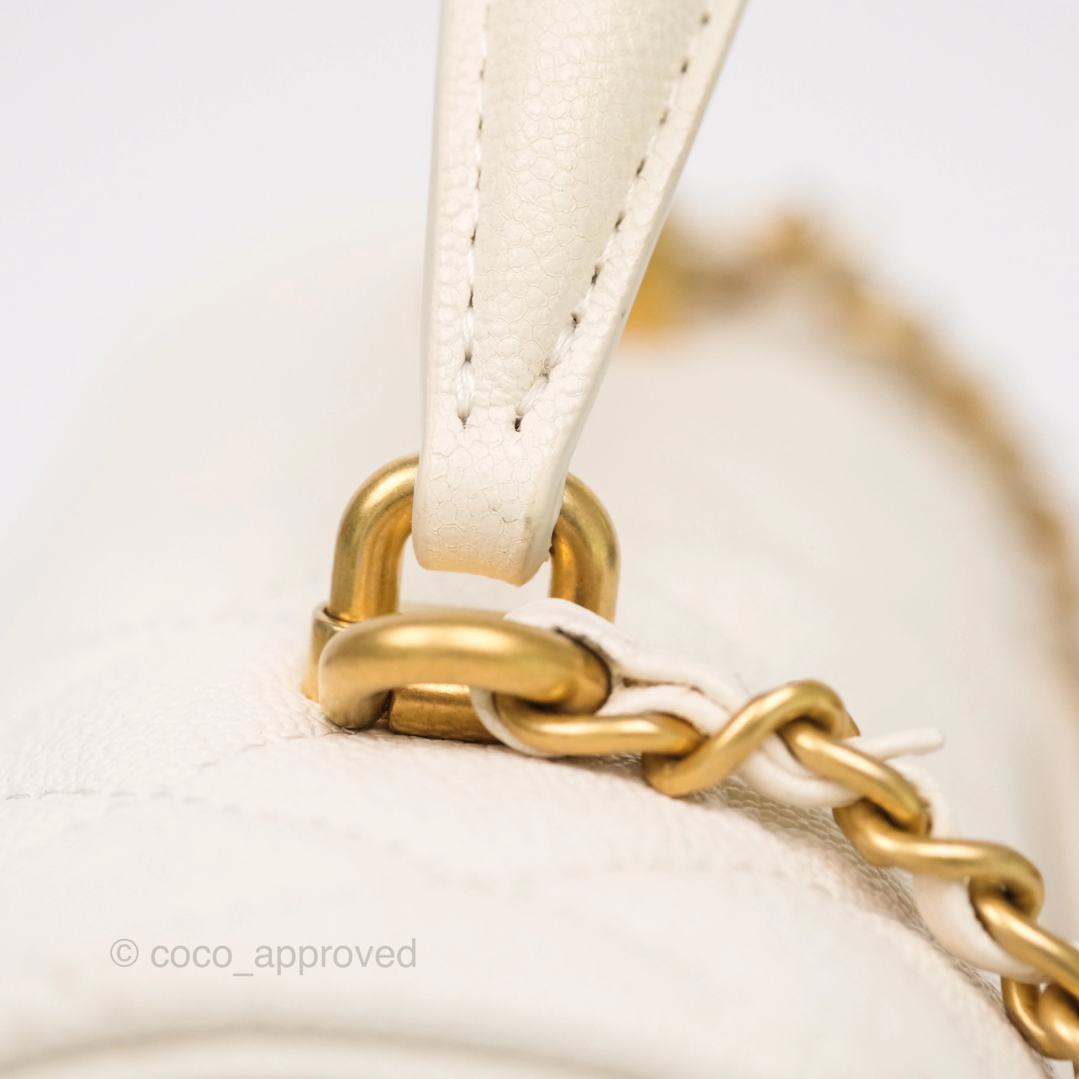 Chanel Top Handle Mini Rectangular Flap Bag Ivory Caviar Gold Hardware
