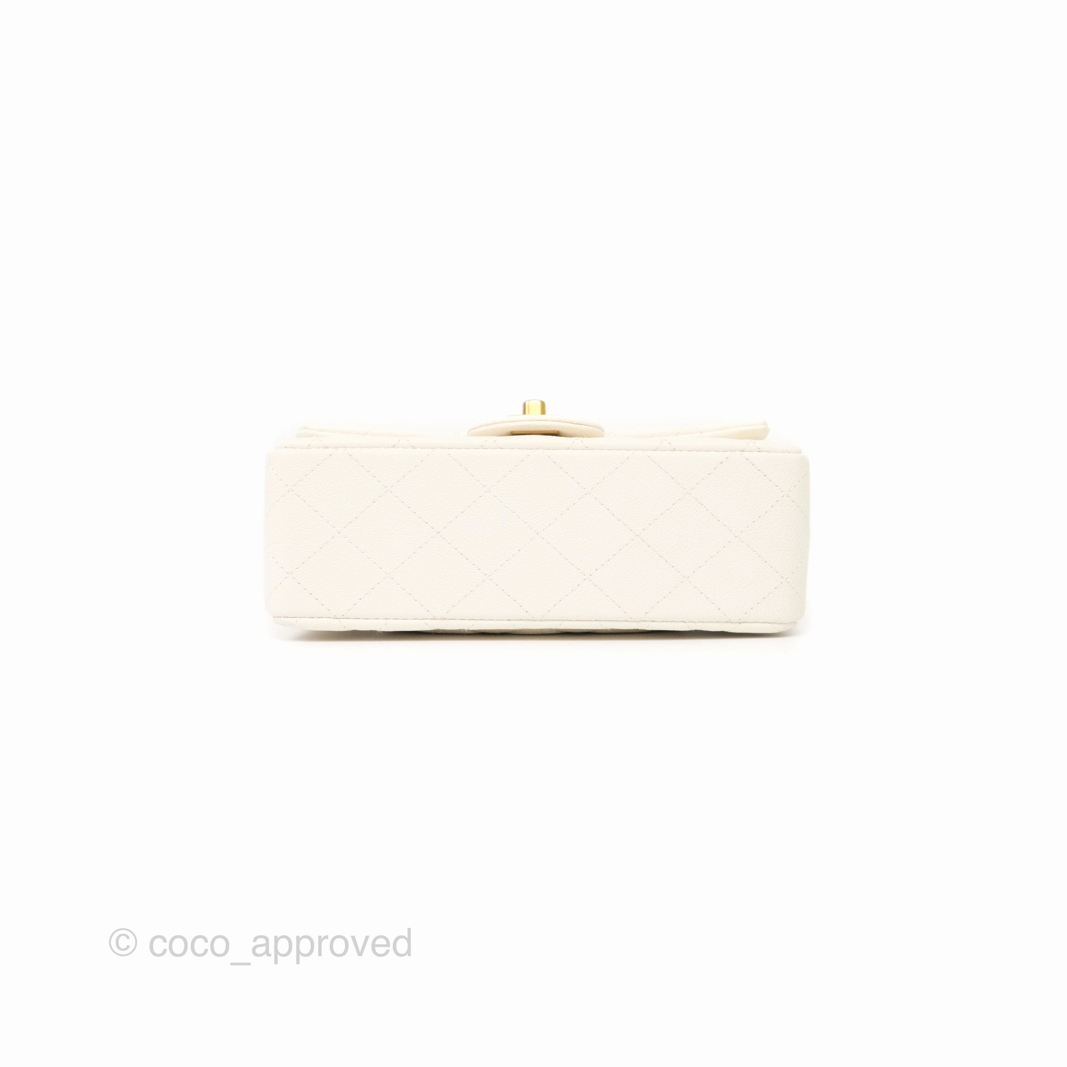 Chanel Top Handle Mini Rectangular Flap Bag Ivory Caviar Gold Hardware