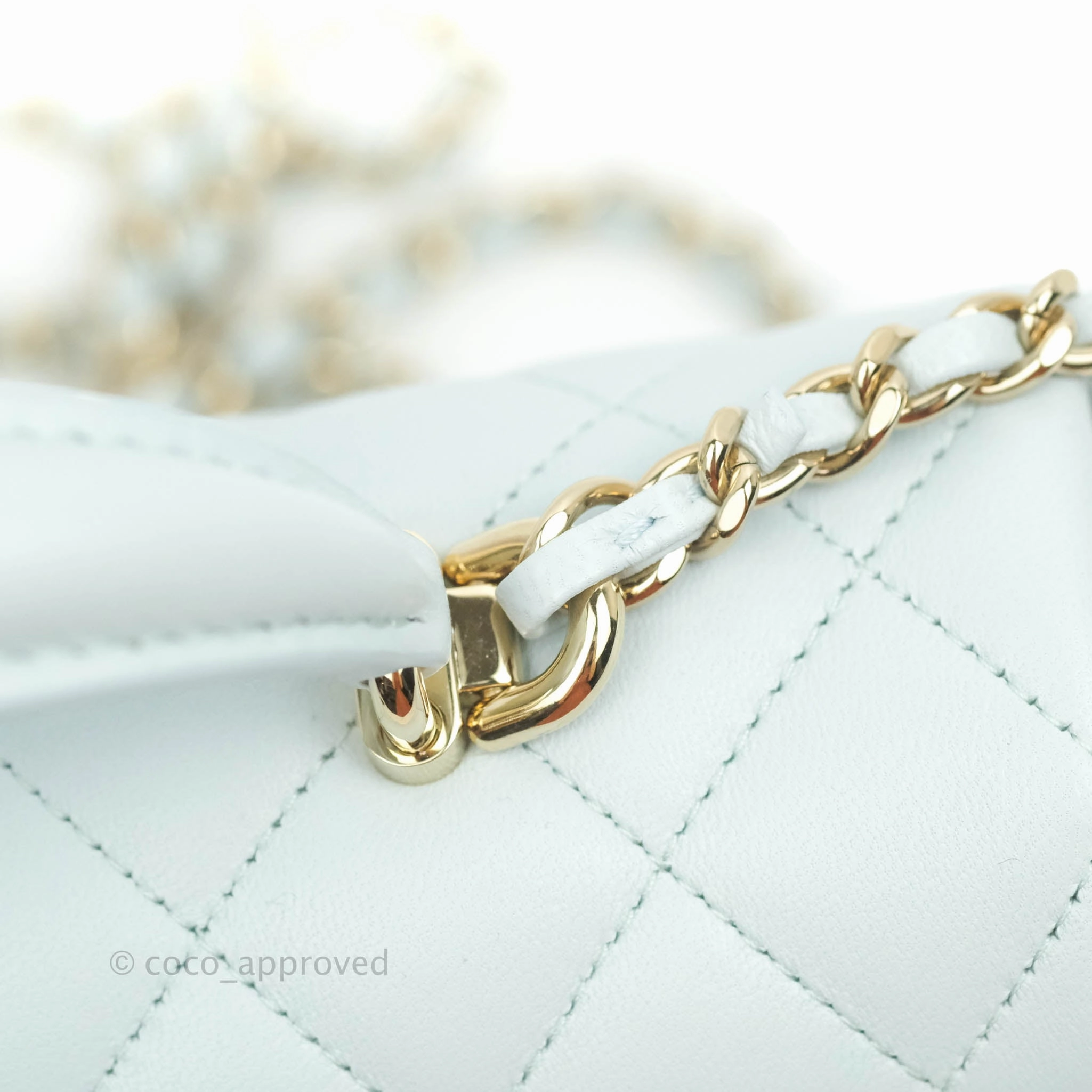 Chanel Top Handle Mini Rectangular Flap Bag Light Blue Lambskin Gold Hardware
