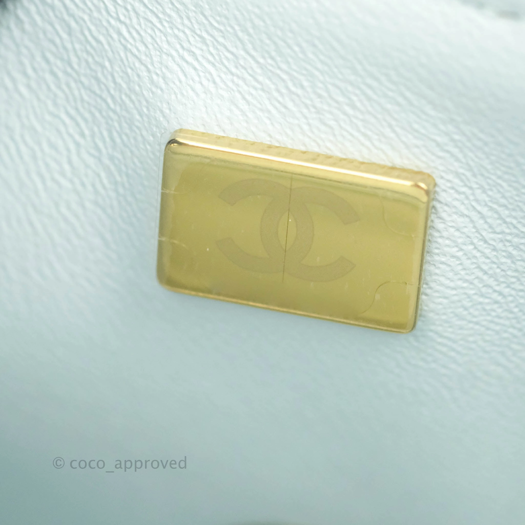 Chanel Top Handle Mini Rectangular Flap Bag Light Blue Lambskin Gold Hardware