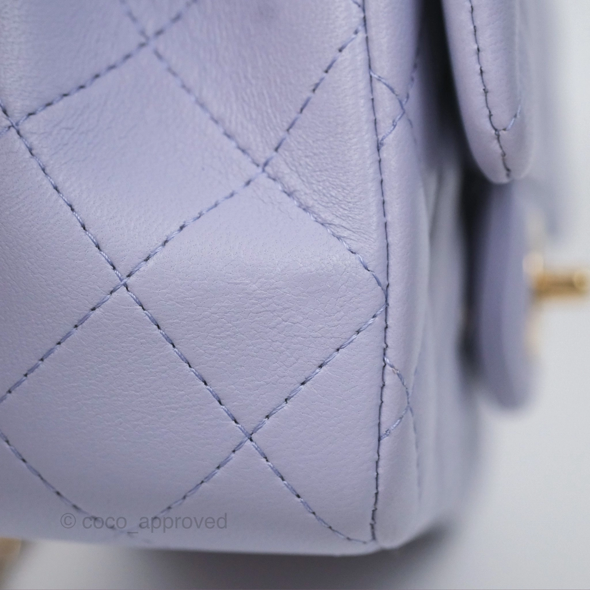 Chanel Top Handle Mini Rectangular Flap Bag Lilac Lambskin Gold Hardware