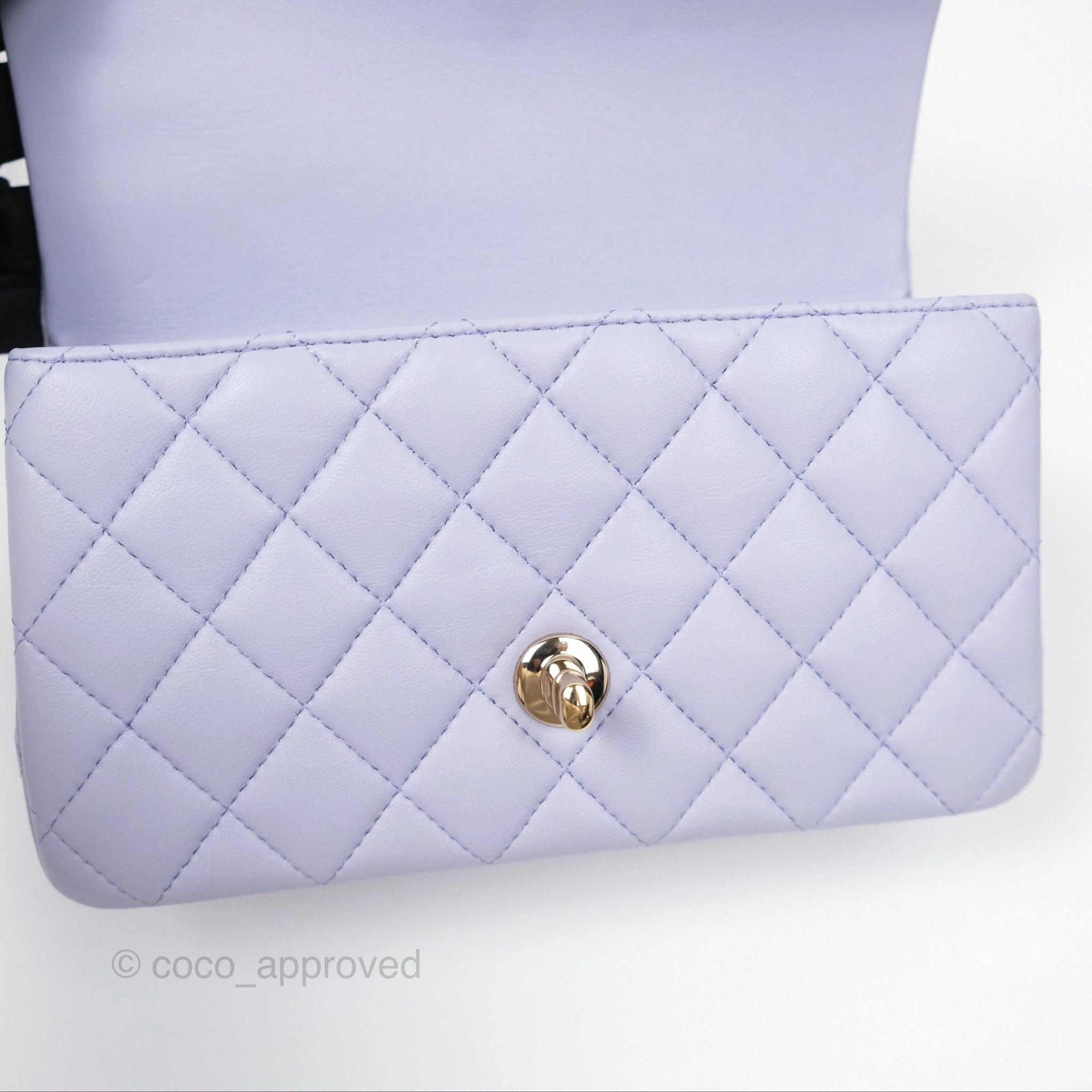 Chanel Top Handle Mini Rectangular Flap Bag Lilac Lambskin Gold Hardware