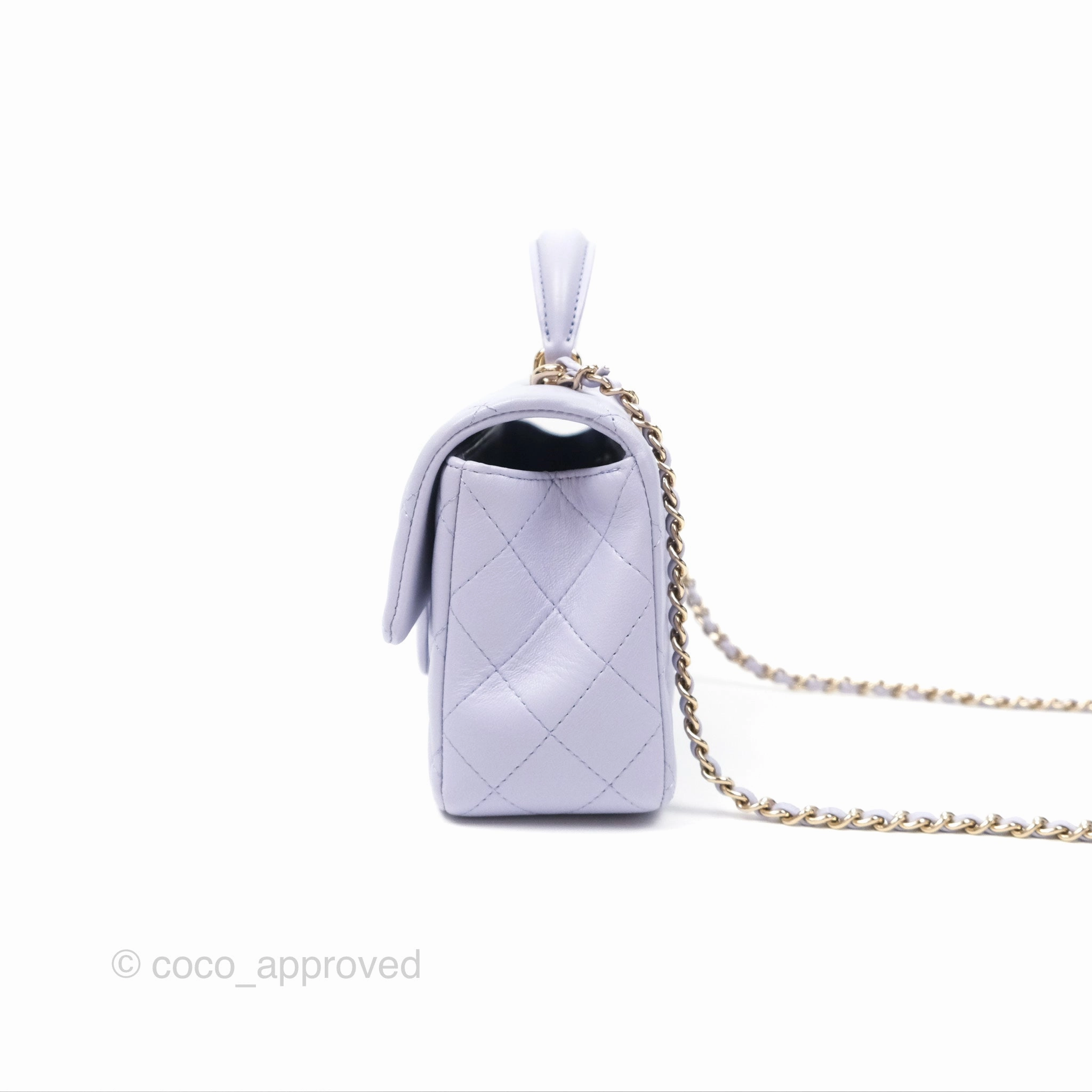 Chanel Top Handle Mini Rectangular Flap Bag Lilac Lambskin Gold Hardware