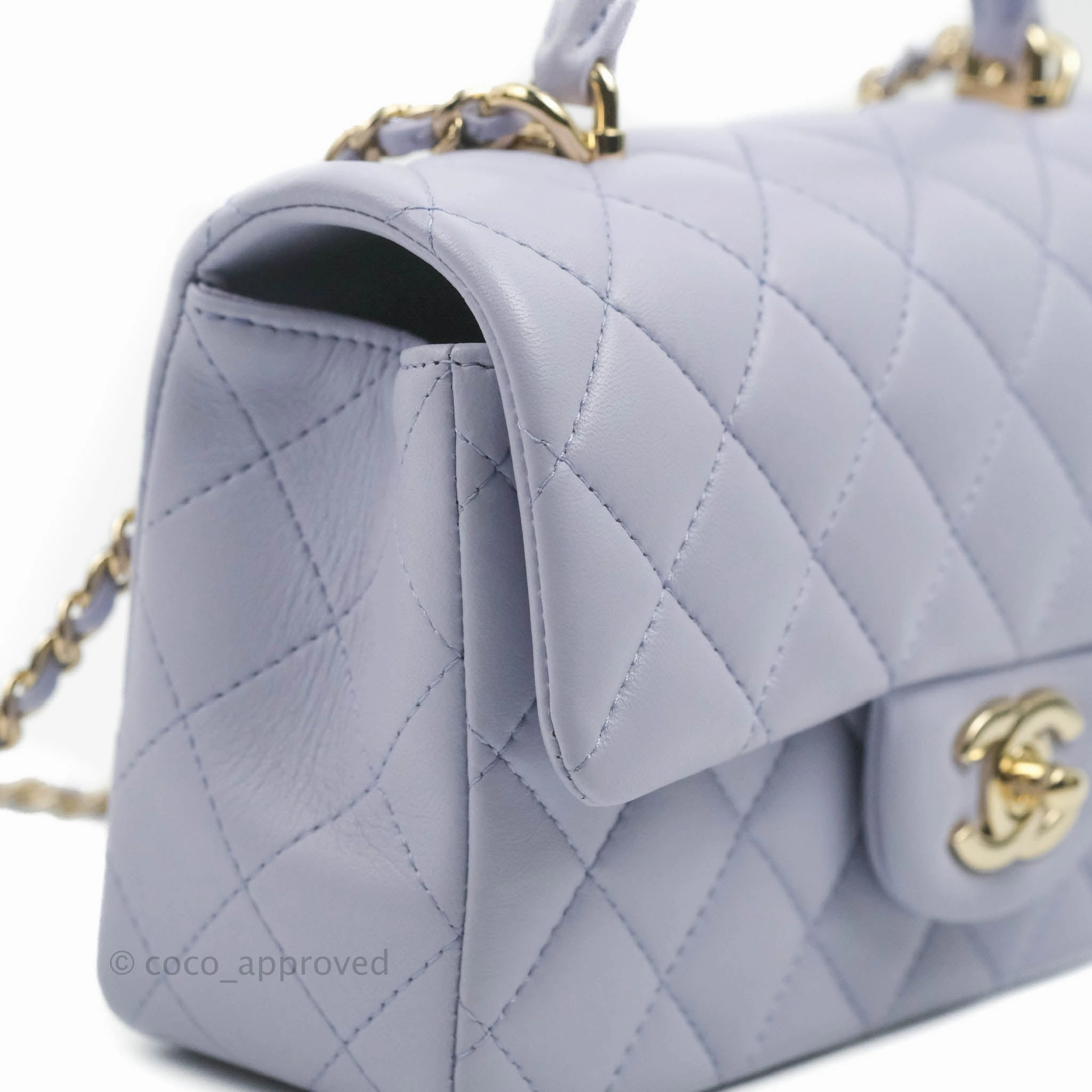 Chanel Top Handle Mini Rectangular Flap Bag Lilac Lambskin Gold Hardware