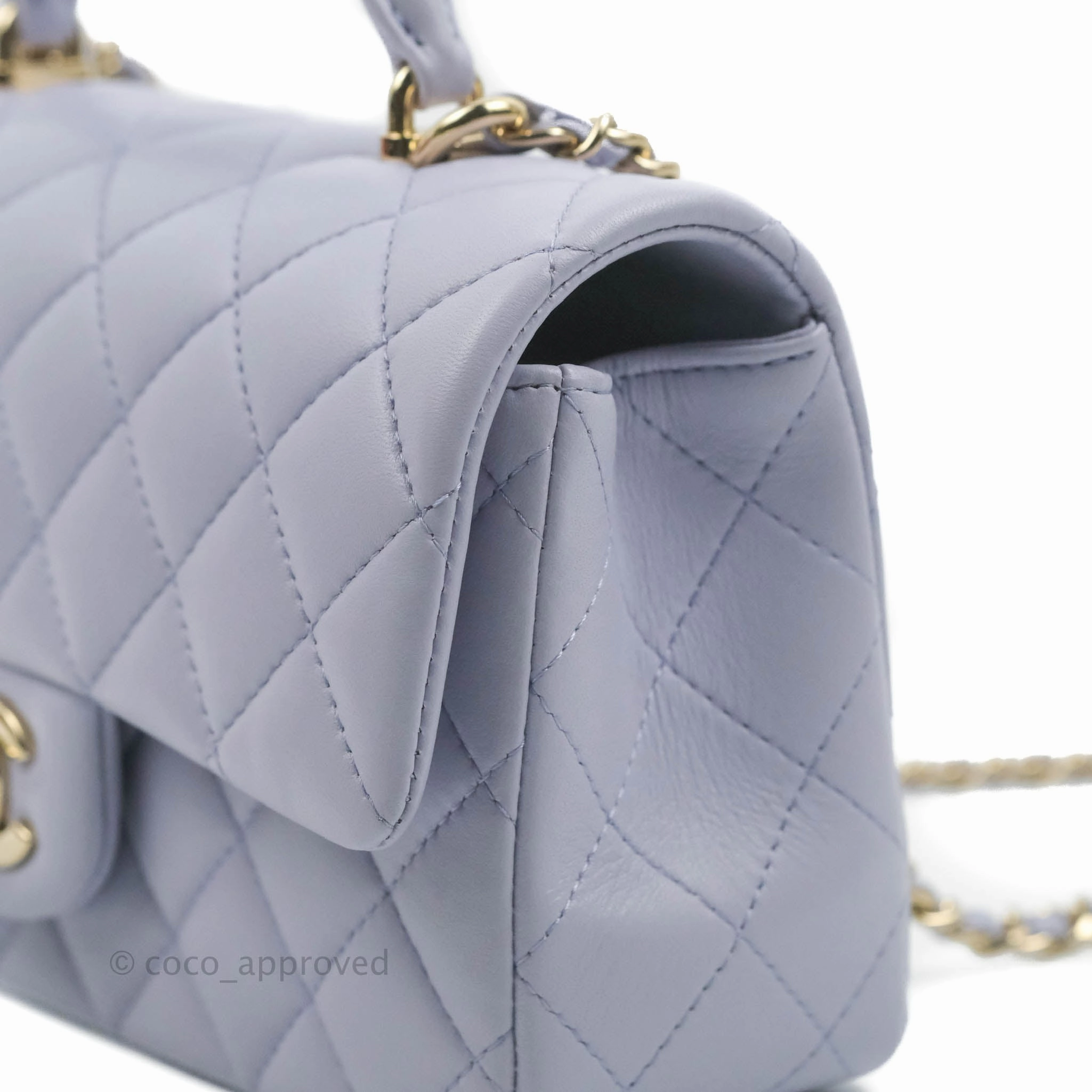 Chanel Top Handle Mini Rectangular Flap Bag Lilac Lambskin Gold Hardware