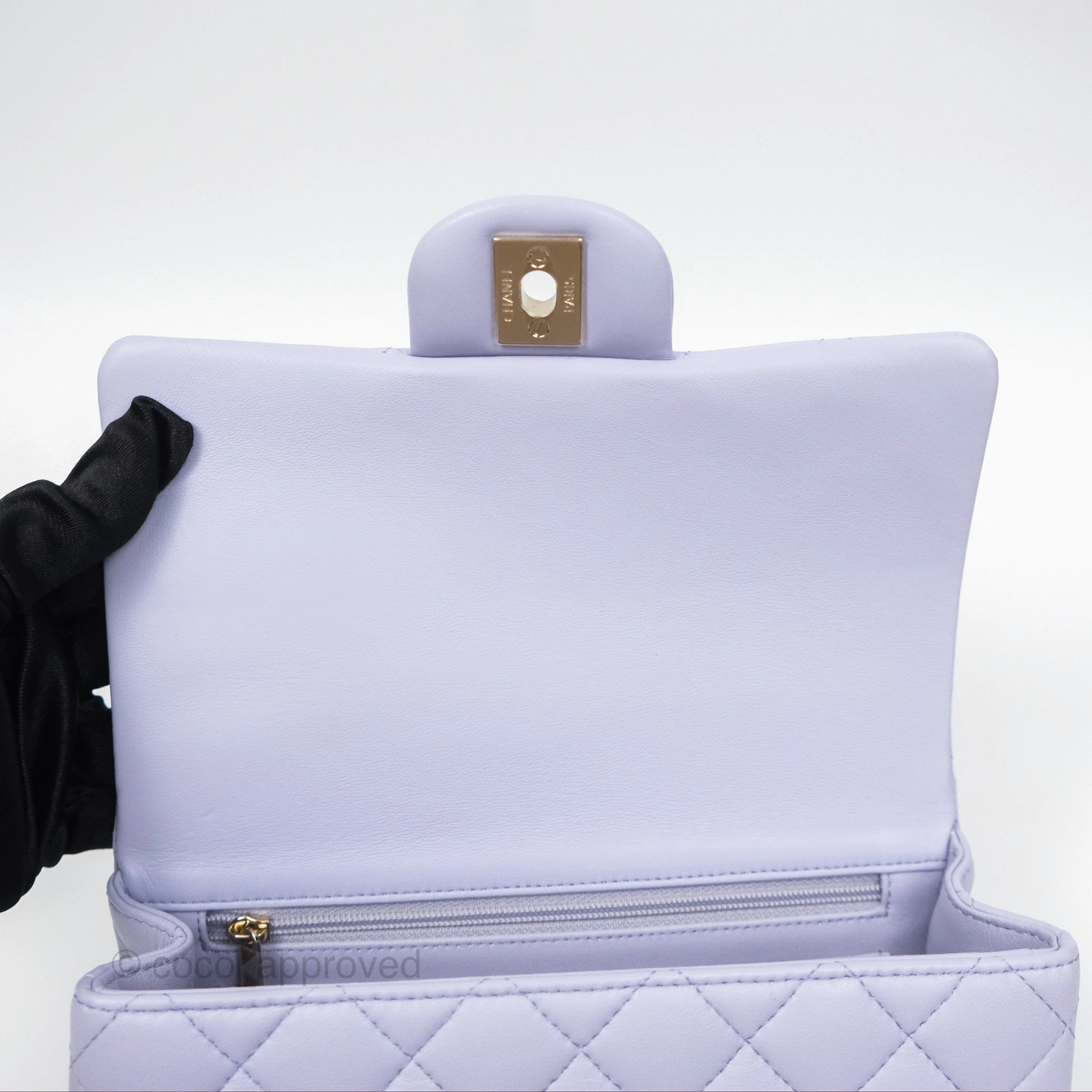 Chanel Top Handle Mini Rectangular Flap Bag Lilac Lambskin Gold Hardware