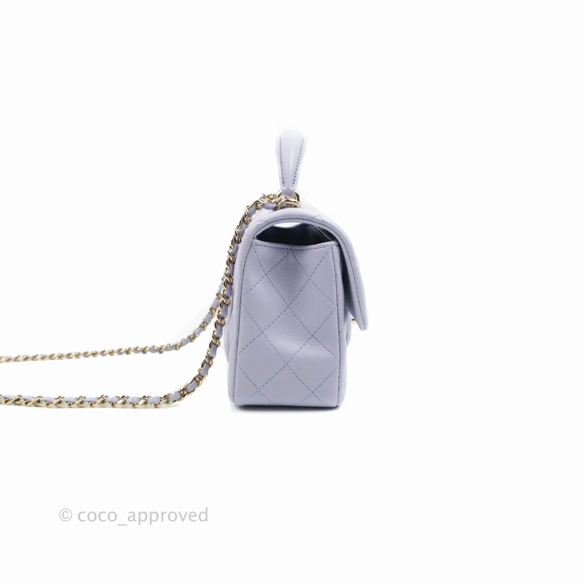 Chanel Top Handle Mini Rectangular Flap Bag Lilac Lambskin Gold Hardware
