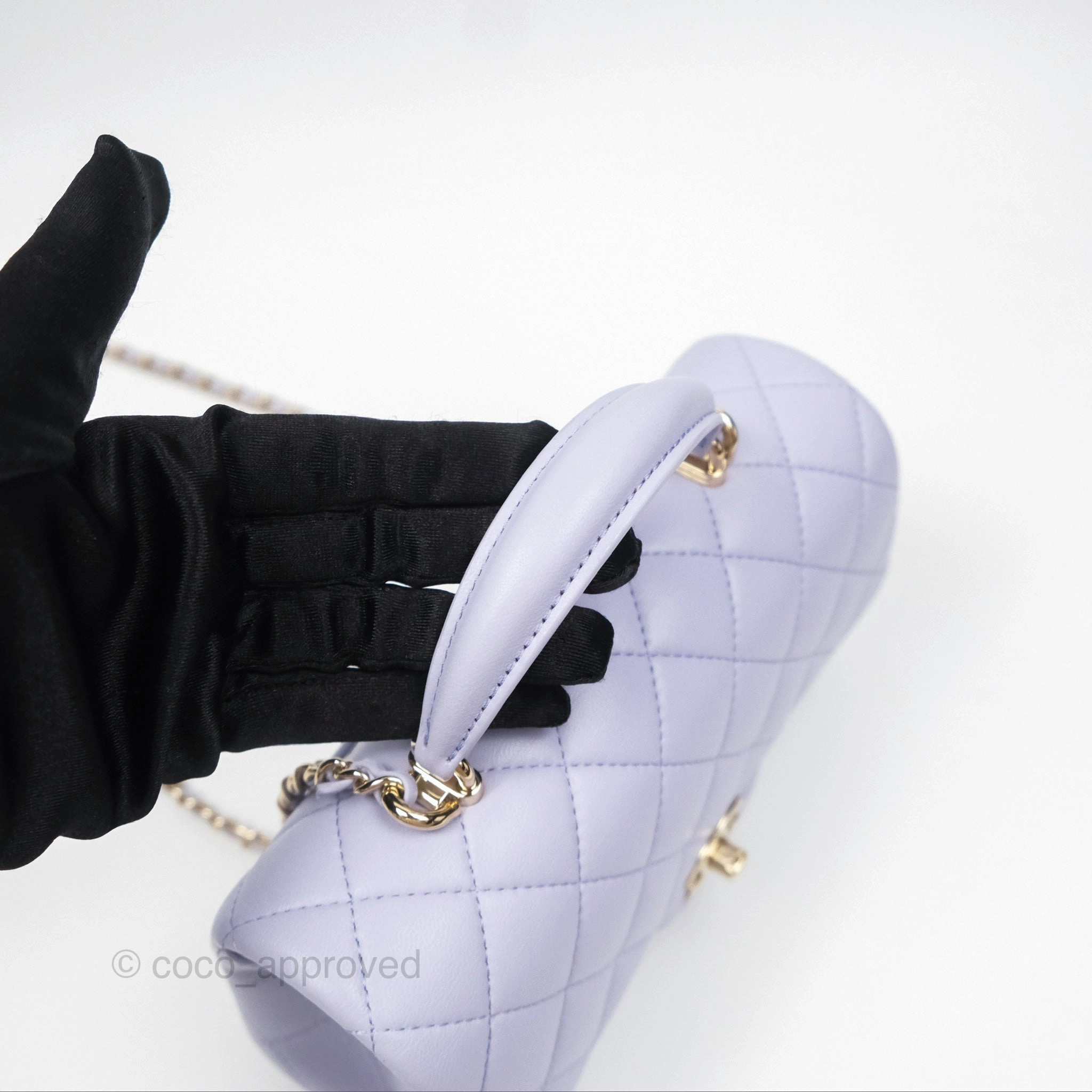 Chanel Top Handle Mini Rectangular Flap Bag Lilac Lambskin Gold Hardware
