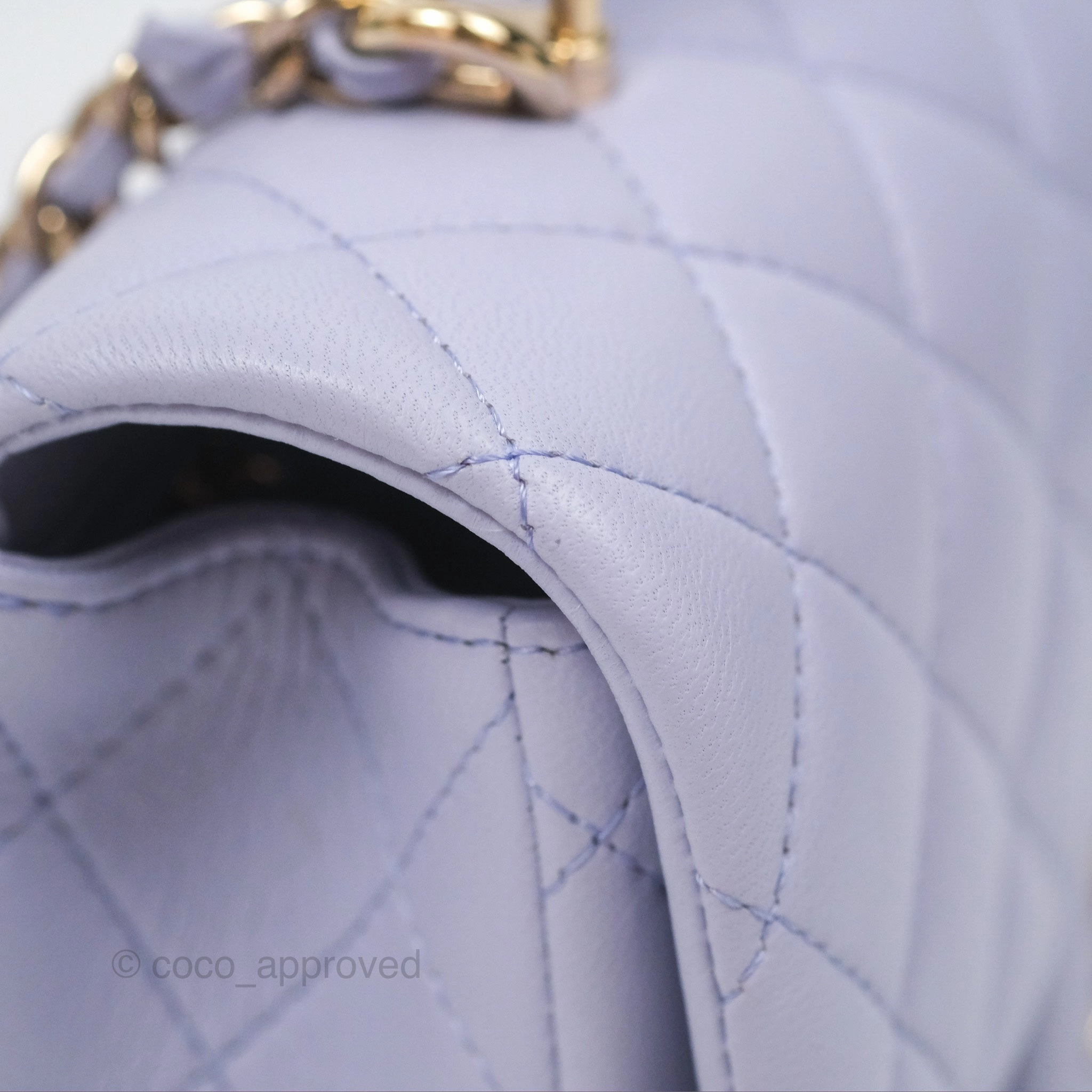 Chanel Top Handle Mini Rectangular Flap Bag Lilac Lambskin Gold Hardware
