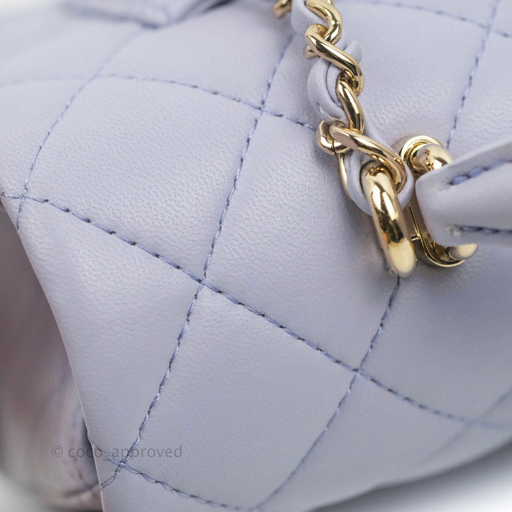 Chanel Top Handle Mini Rectangular Flap Bag Lilac Lambskin Gold Hardware