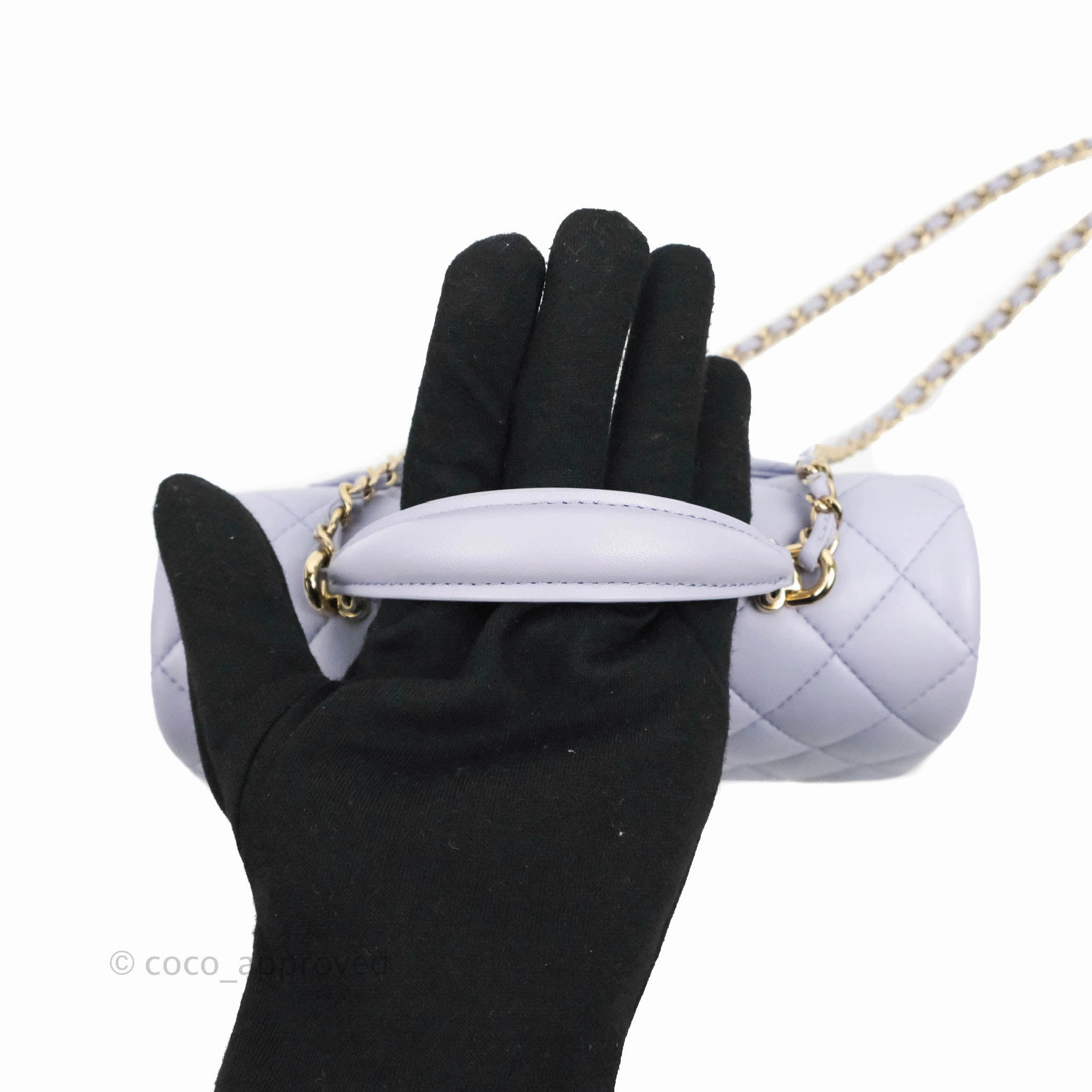 Chanel Top Handle Mini Rectangular Flap Bag Lilac Lambskin Gold Hardware