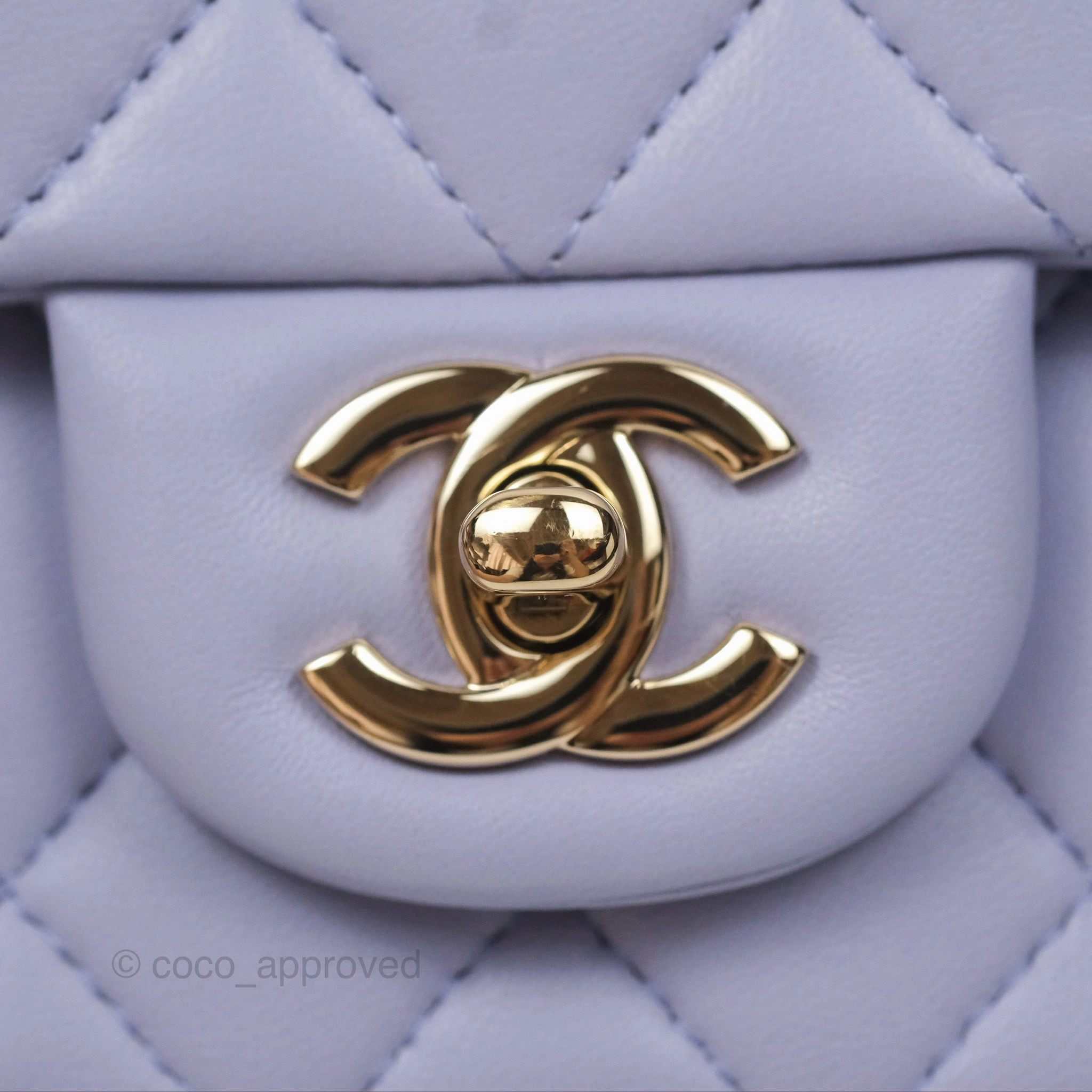 Chanel Top Handle Mini Rectangular Flap Bag Lilac Lambskin Gold Hardware