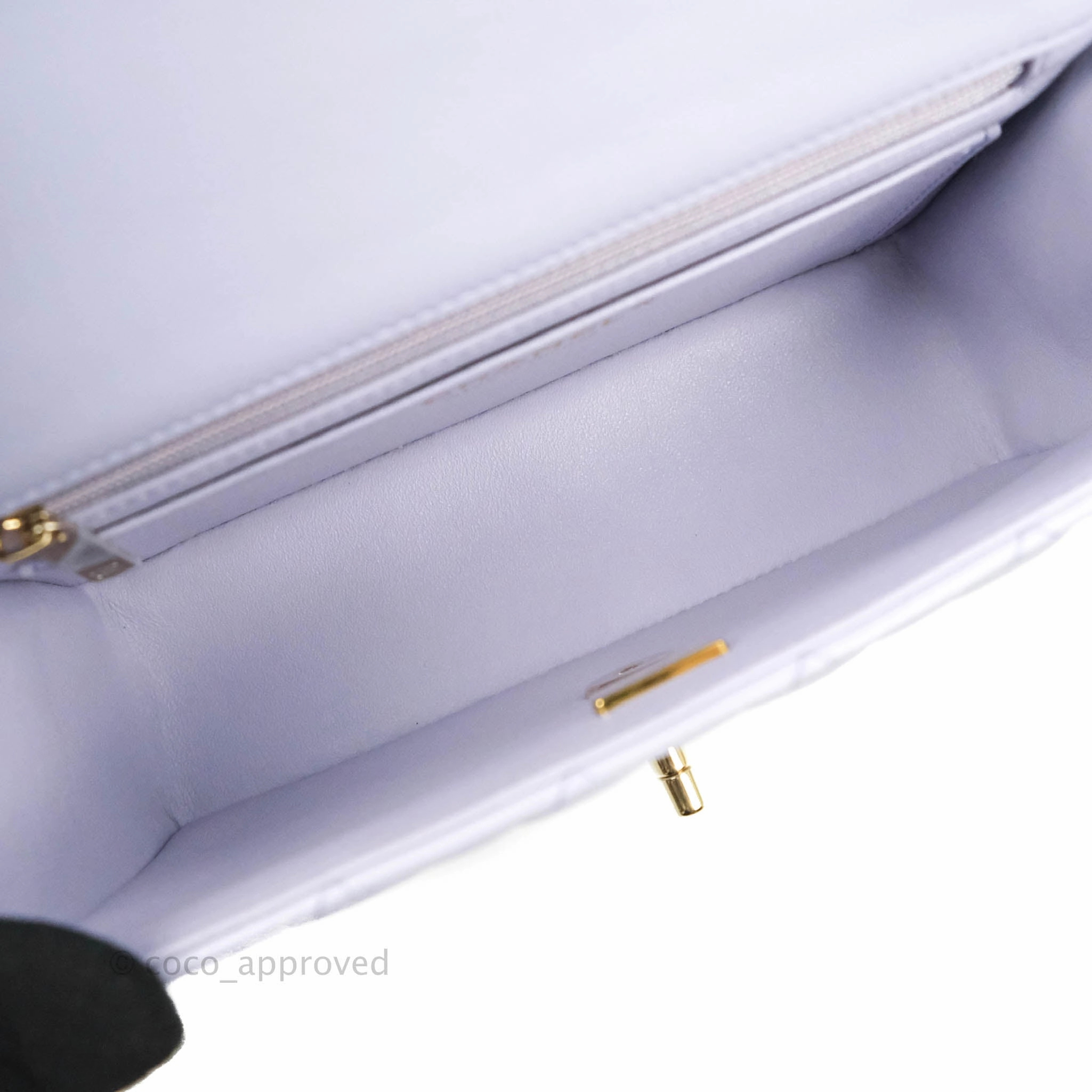 Chanel Top Handle Mini Rectangular Flap Bag Lilac Lambskin Gold Hardware