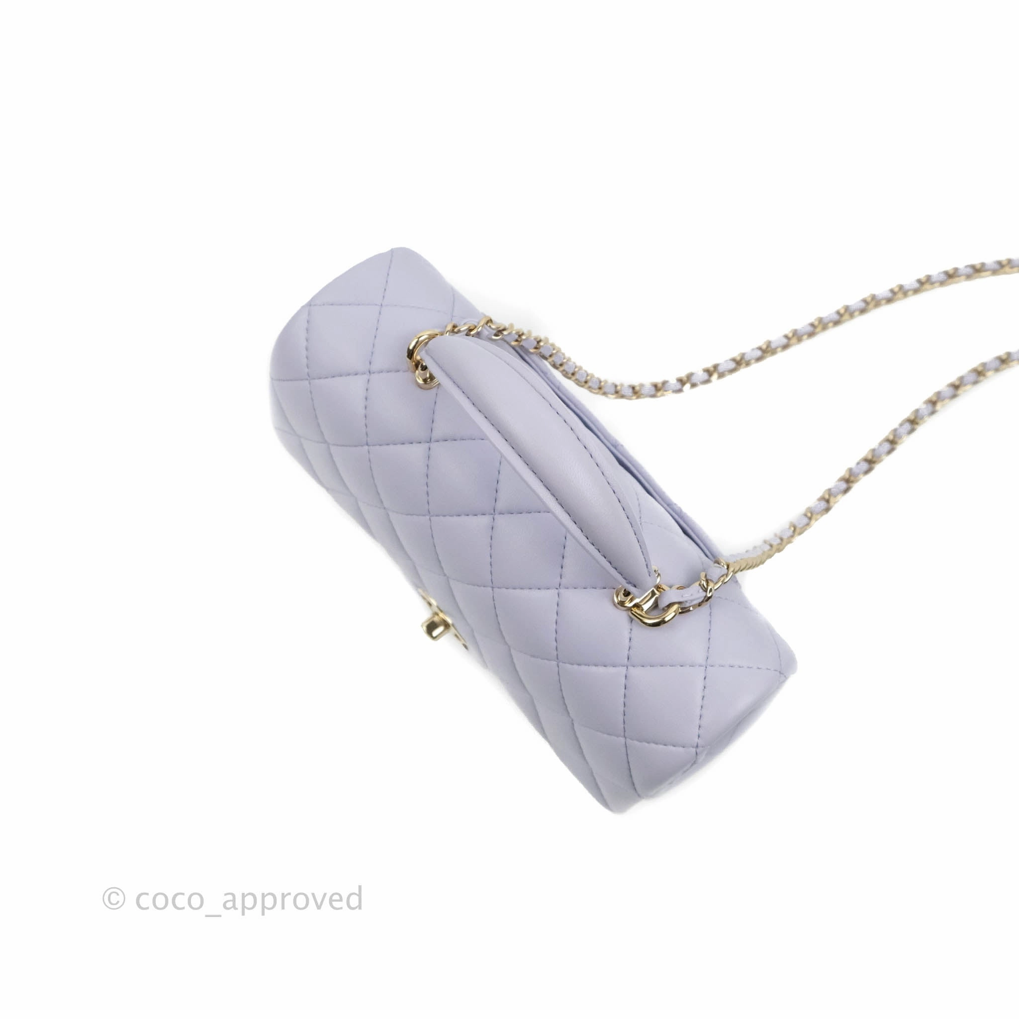 Chanel Top Handle Mini Rectangular Flap Bag Lilac Lambskin Gold Hardware