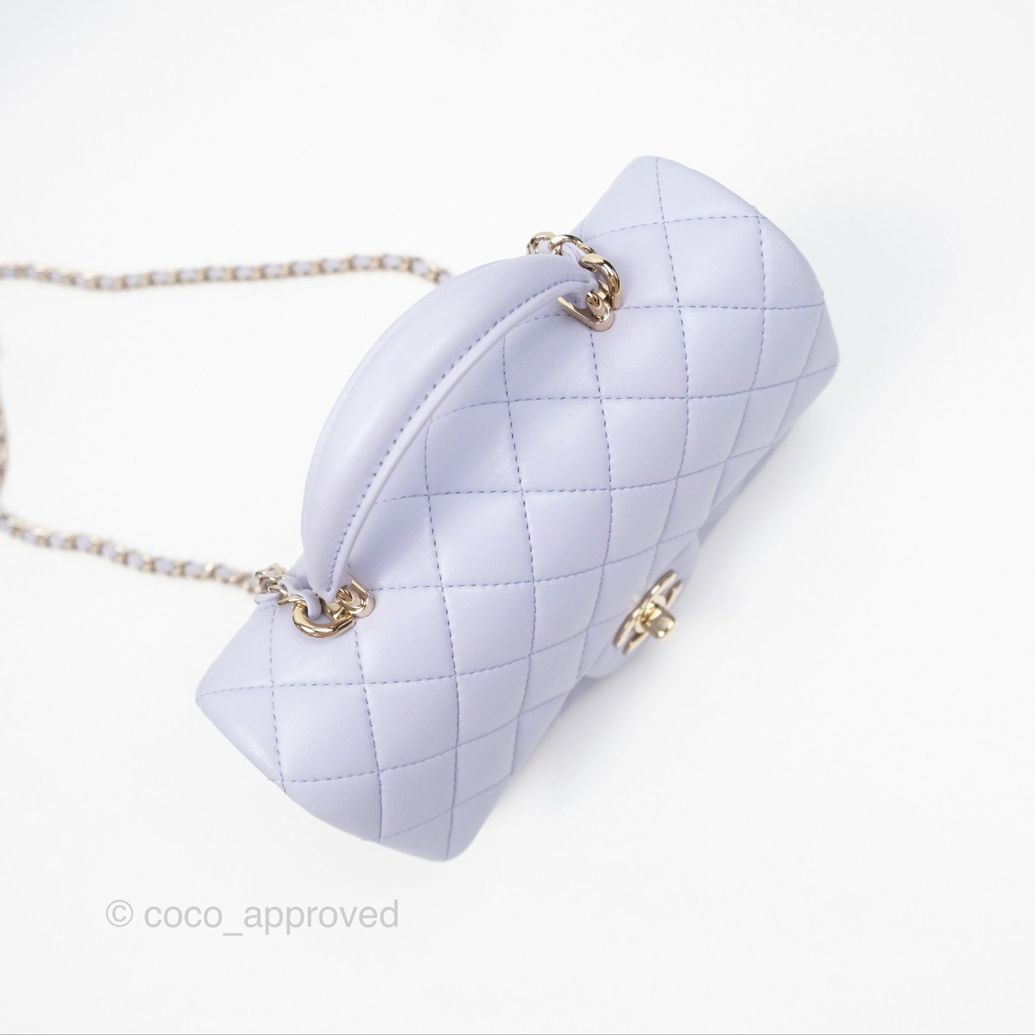 Chanel Top Handle Mini Rectangular Flap Bag Lilac Lambskin Gold Hardware