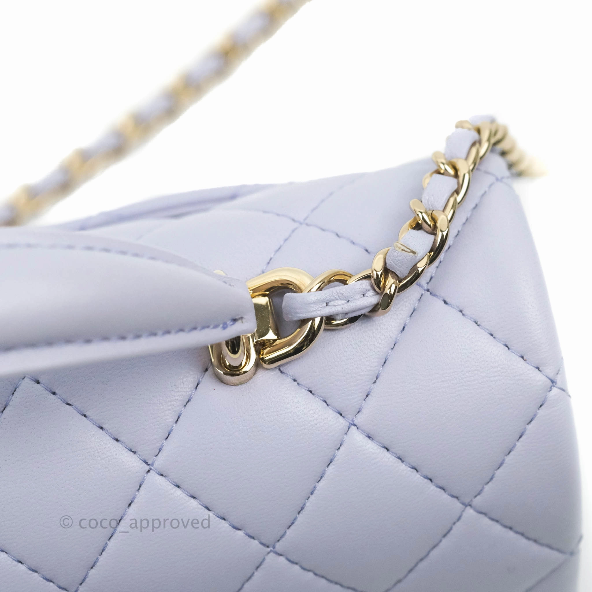 Chanel Top Handle Mini Rectangular Flap Bag Lilac Lambskin Gold Hardware