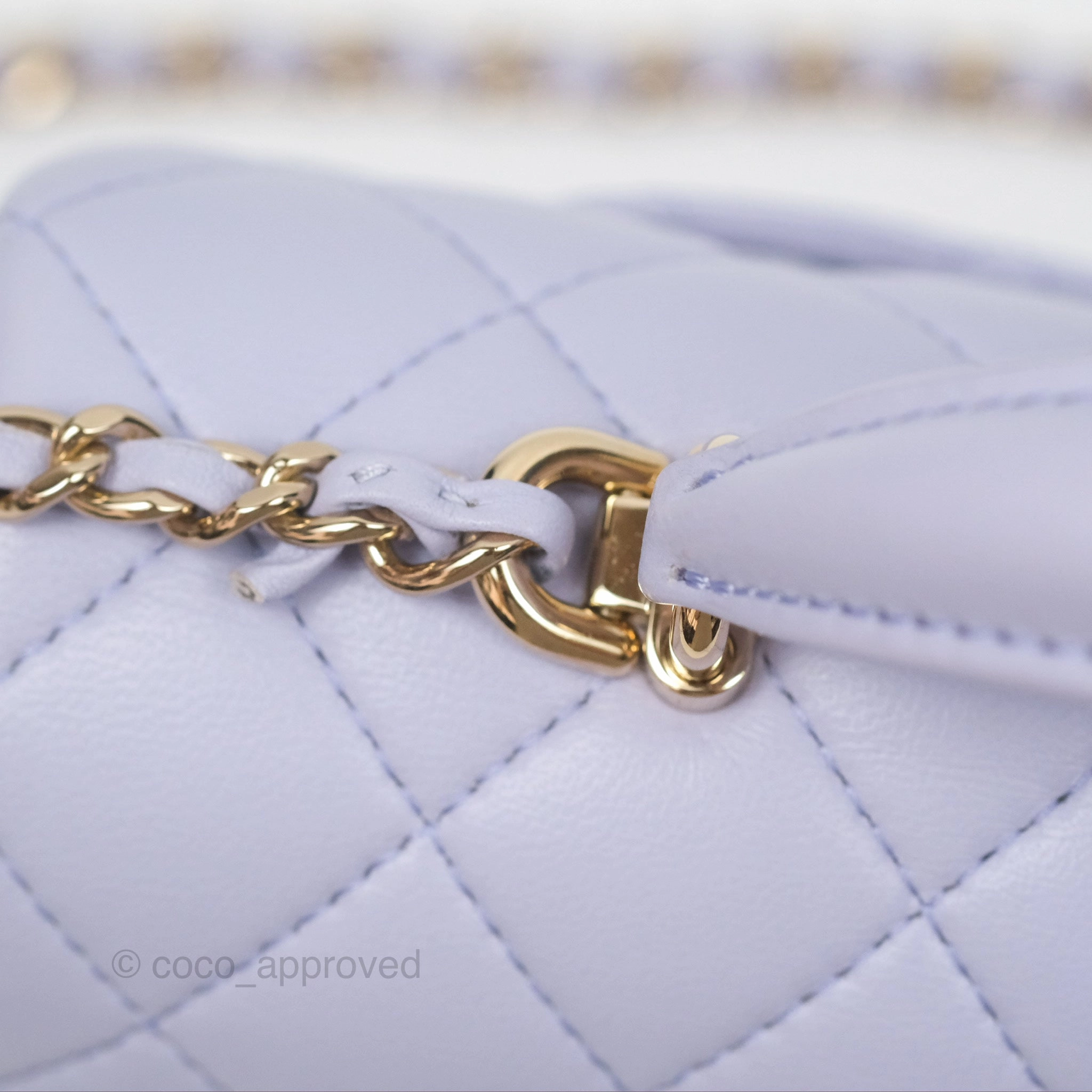 Chanel Top Handle Mini Rectangular Flap Bag Lilac Lambskin Gold Hardware