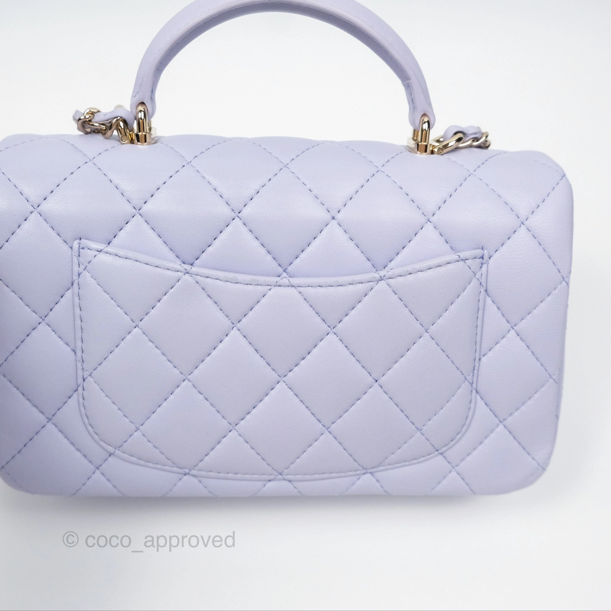 Chanel Top Handle Mini Rectangular Flap Bag Lilac Lambskin Gold Hardware