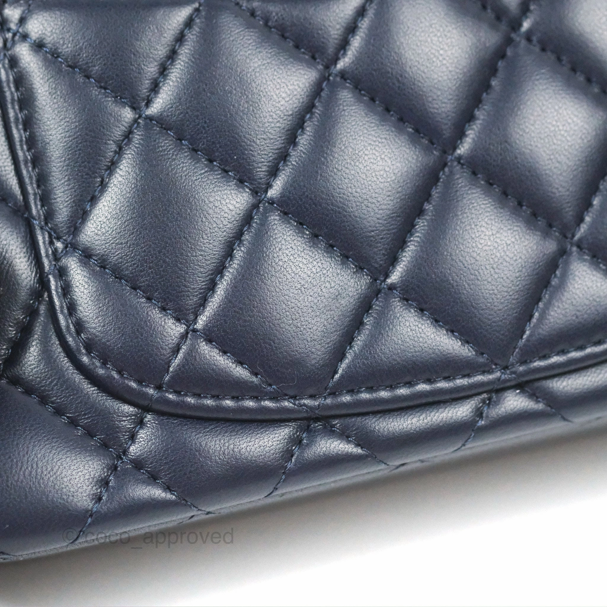 Chanel Top Handle Mini Rectangular Flap Bag Navy Lambskin Gold Hardware
