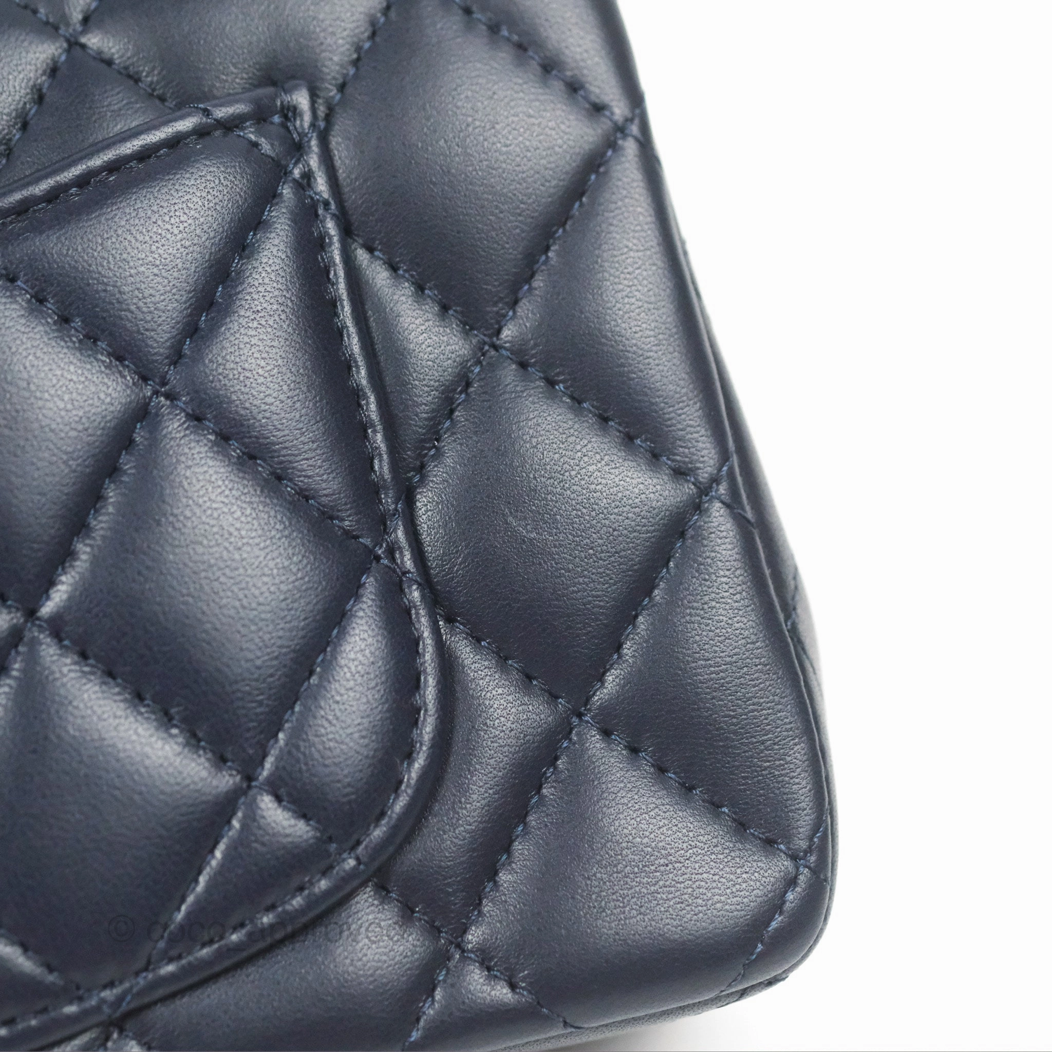 Chanel Top Handle Mini Rectangular Flap Bag Navy Lambskin Gold Hardware