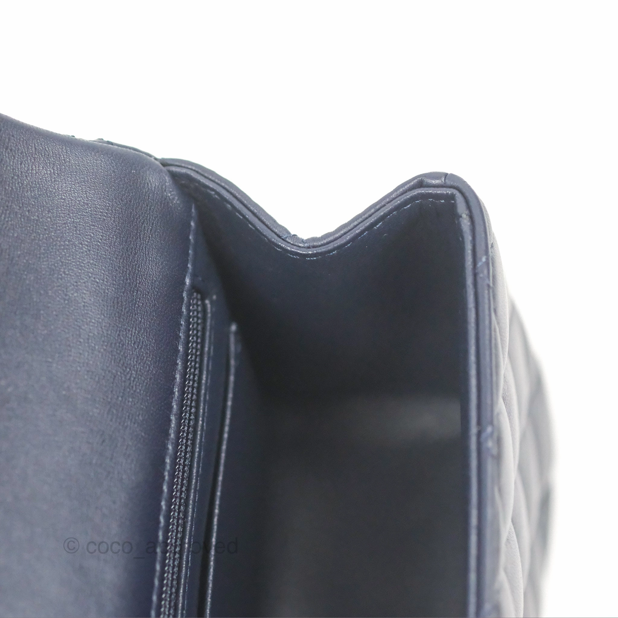 Chanel Top Handle Mini Rectangular Flap Bag Navy Lambskin Gold Hardware