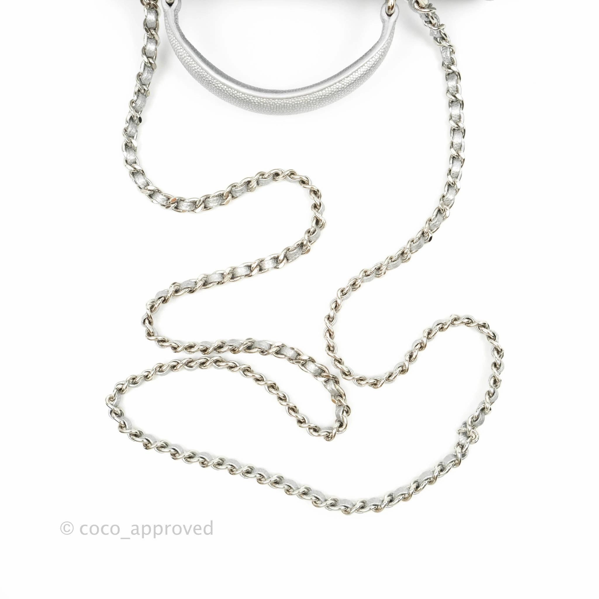 Chanel Top Handle Mini Rectangular Flap Bag Silver Caviar Silver Hardware