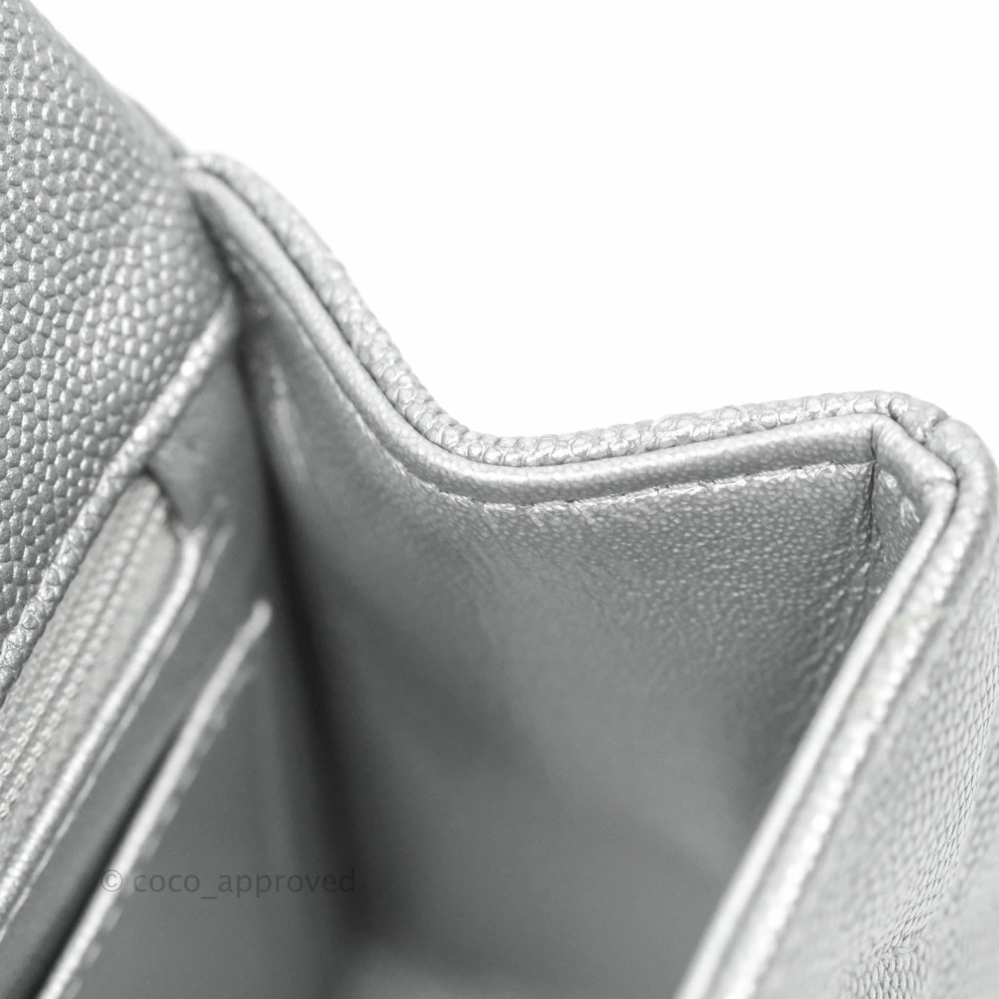 Chanel Top Handle Mini Rectangular Flap Bag Silver Caviar Silver Hardware