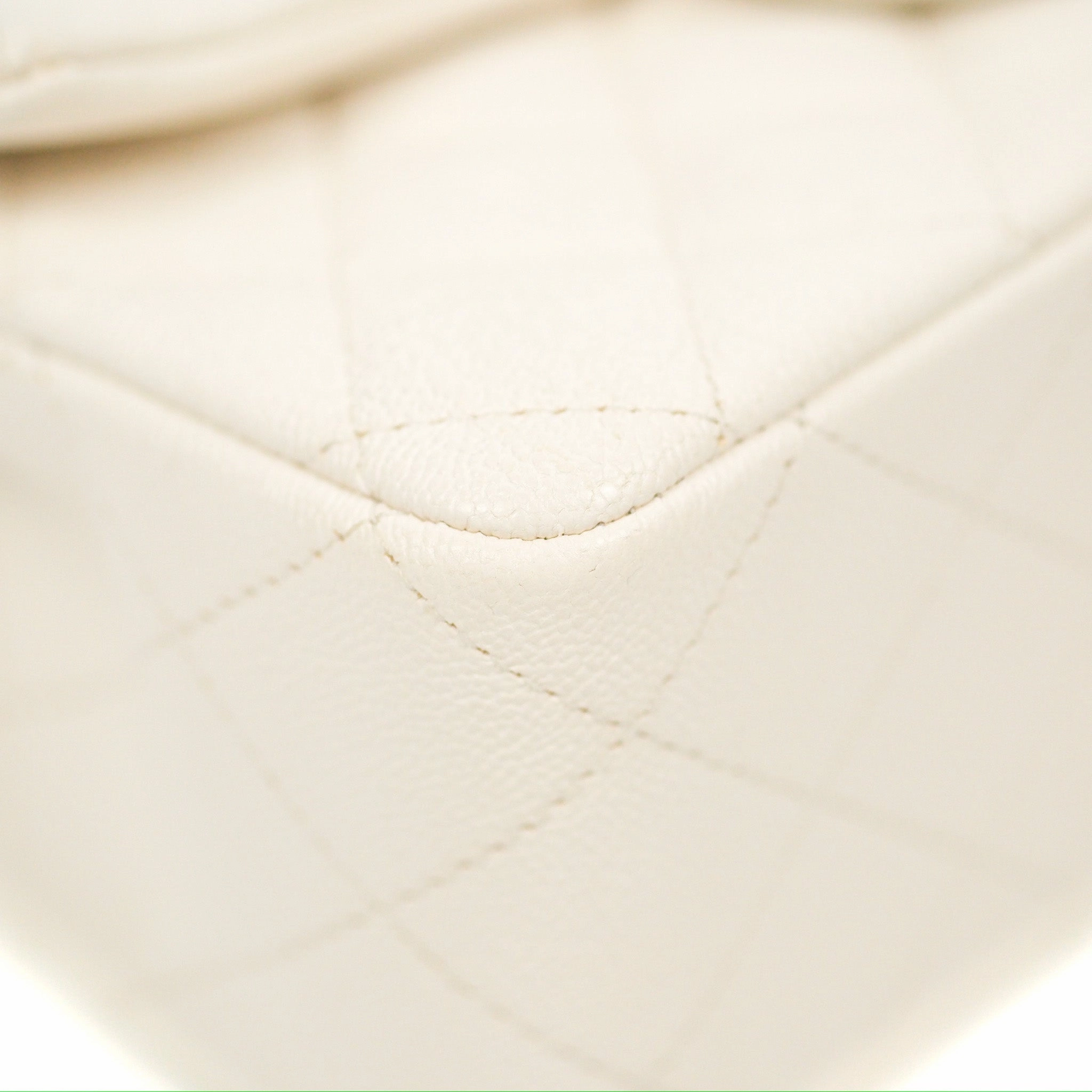 Chanel Top Handle Mini Rectangular Flap Bag White Caviar Gold Hardware