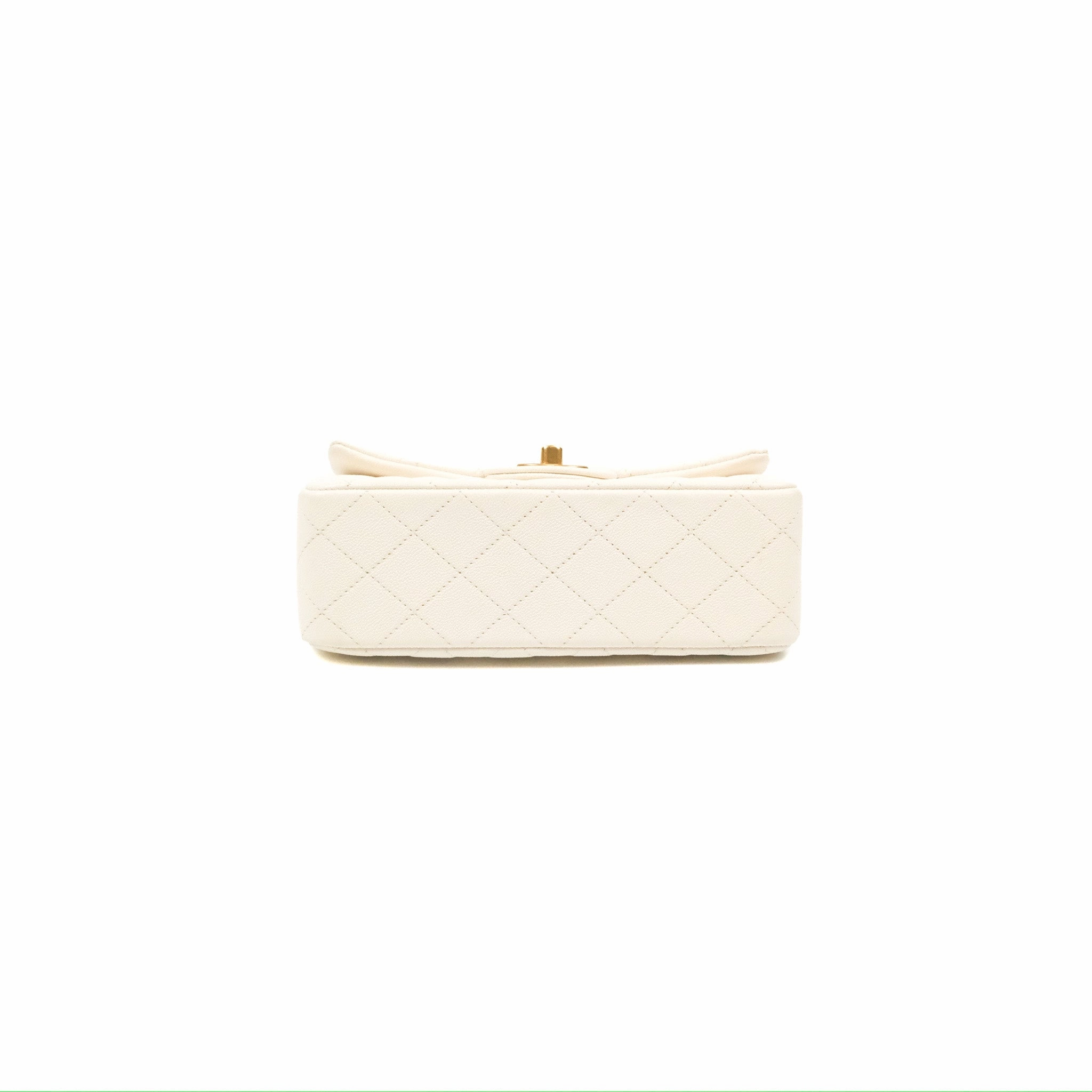 Chanel Top Handle Mini Rectangular Flap Bag White Caviar Gold Hardware