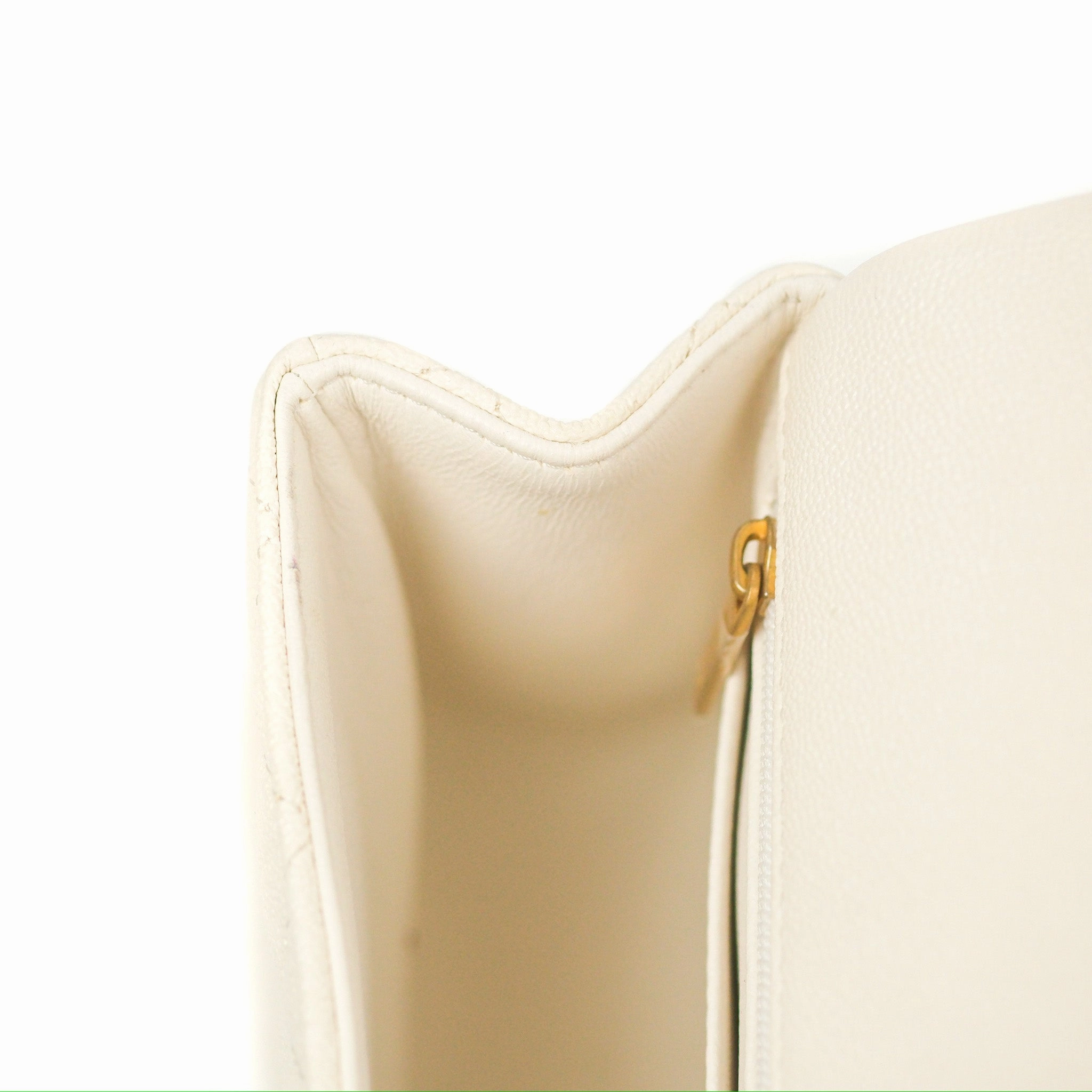 Chanel Top Handle Mini Rectangular Flap Bag White Caviar Gold Hardware