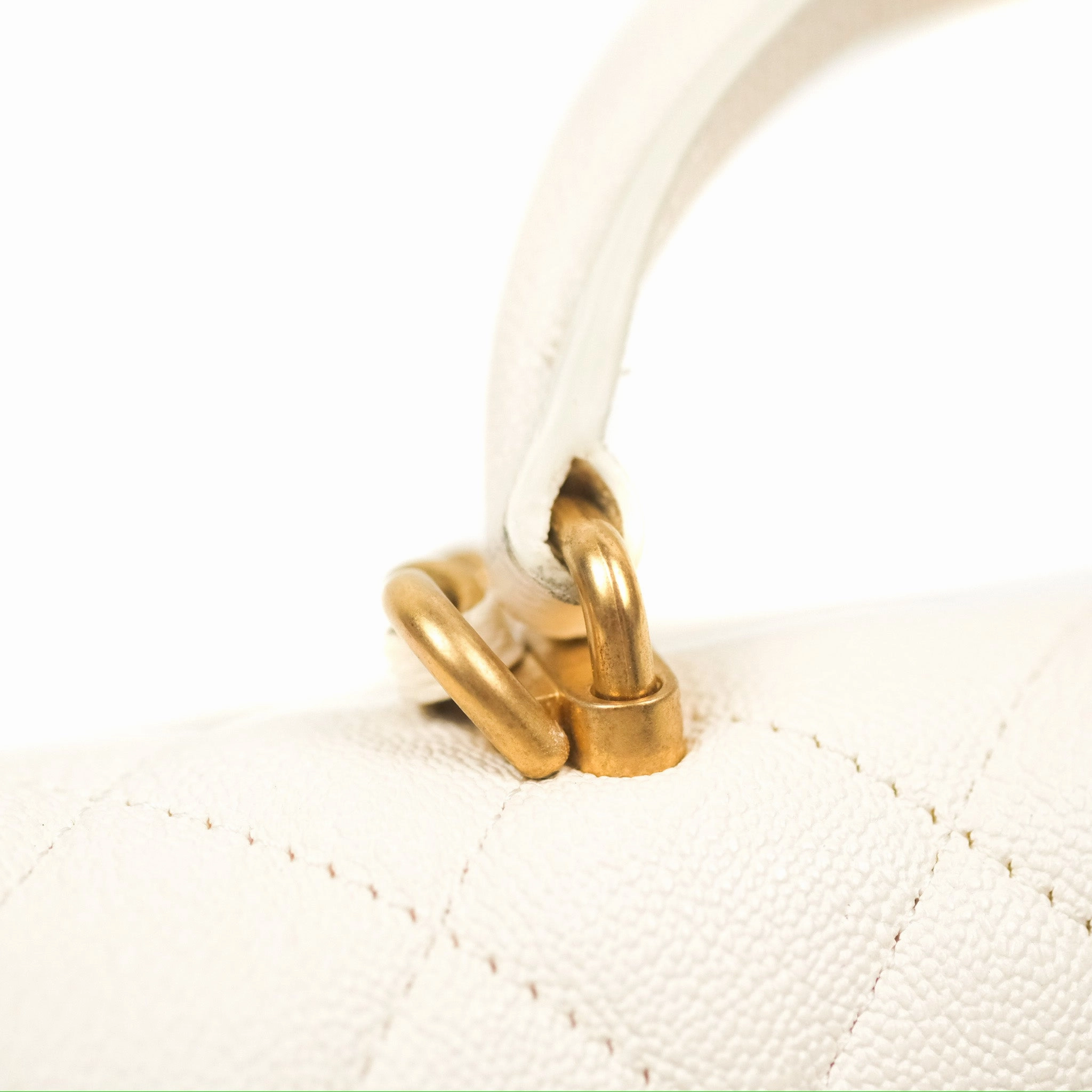 Chanel Top Handle Mini Rectangular Flap Bag White Caviar Gold Hardware