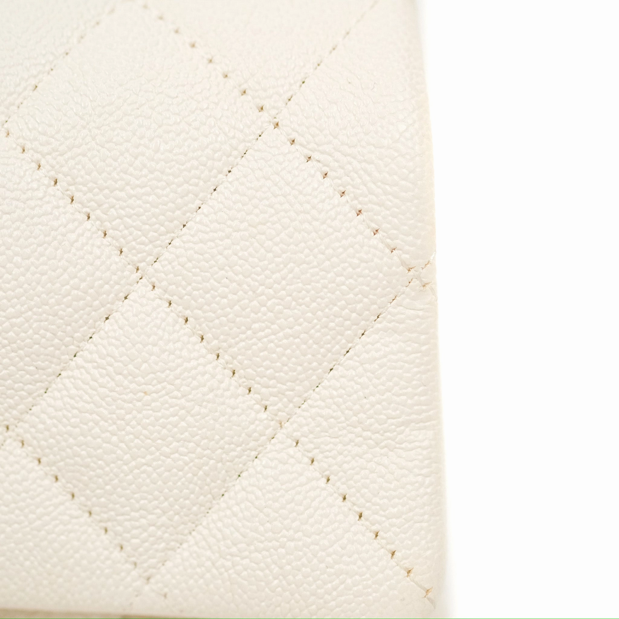Chanel Top Handle Mini Rectangular Flap Bag White Caviar Gold Hardware