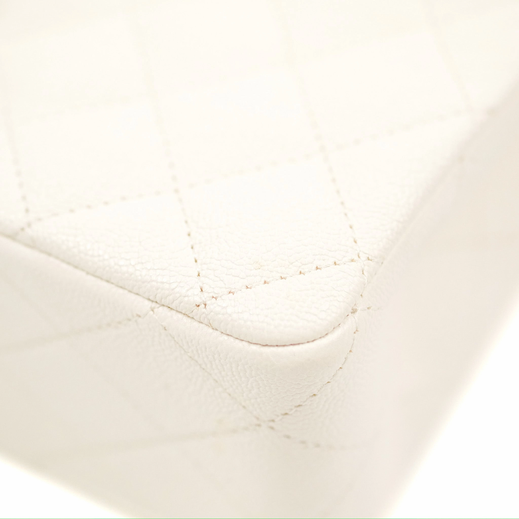 Chanel Top Handle Mini Rectangular Flap Bag White Caviar Gold Hardware