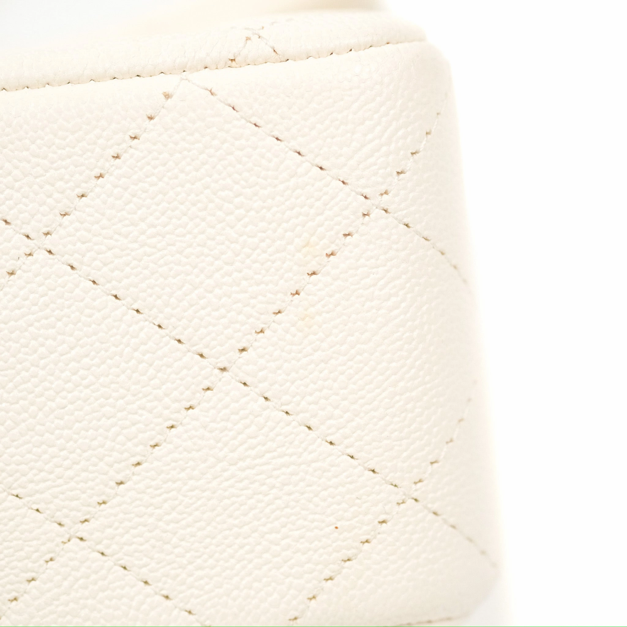 Chanel Top Handle Mini Rectangular Flap Bag White Caviar Gold Hardware