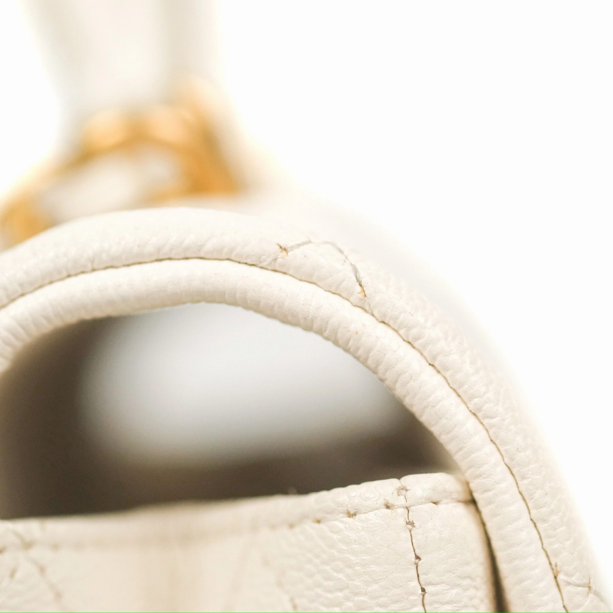 Chanel Top Handle Mini Rectangular Flap Bag White Caviar Gold Hardware
