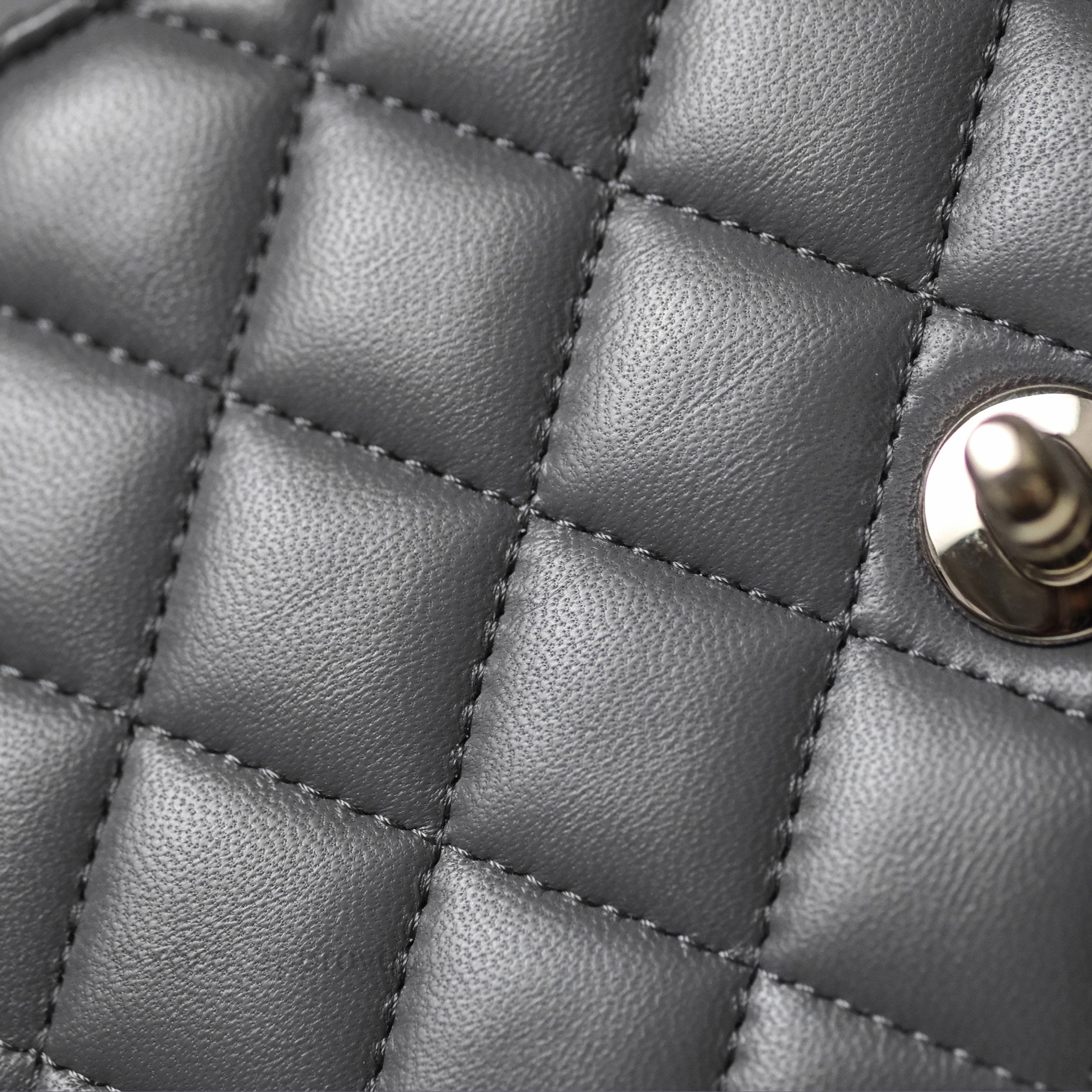 Chanel Top Handle Mini Rectangular Flap Grey Lambskin Gold Hardware