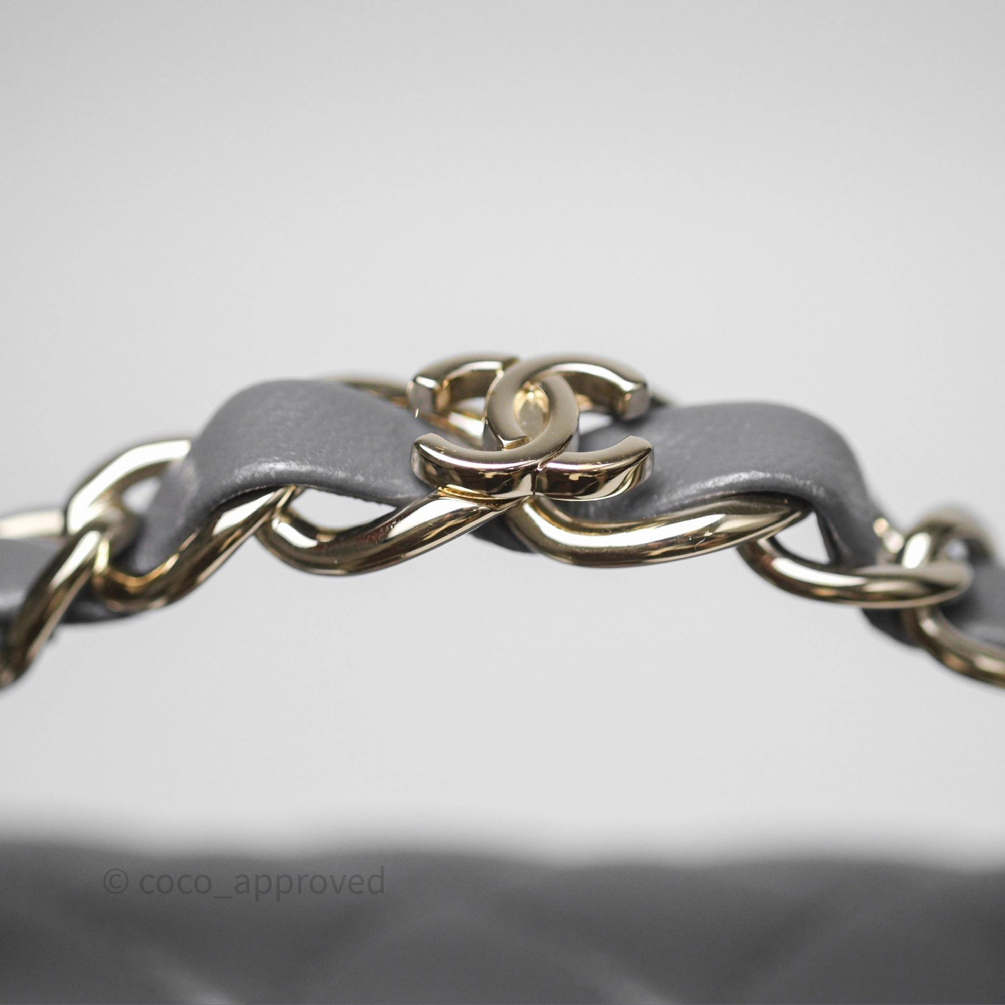 Chanel Top Handle Mini Rectangular Flap Grey Lambskin Gold Hardware