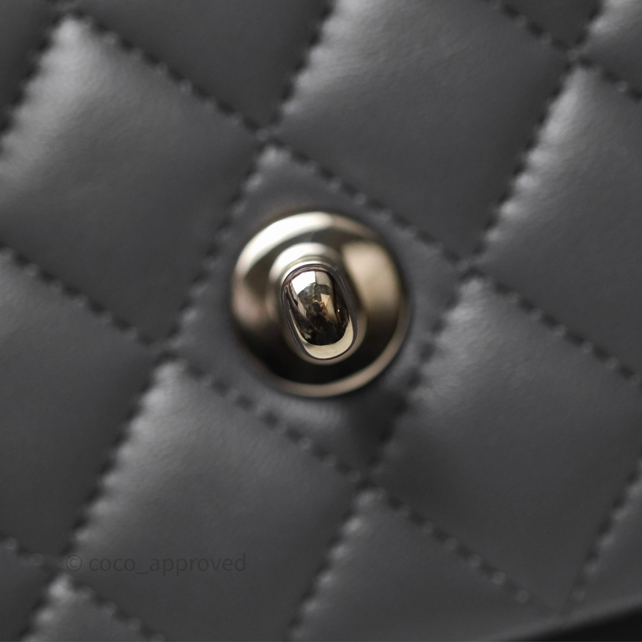Chanel Top Handle Mini Rectangular Flap Grey Lambskin Gold Hardware