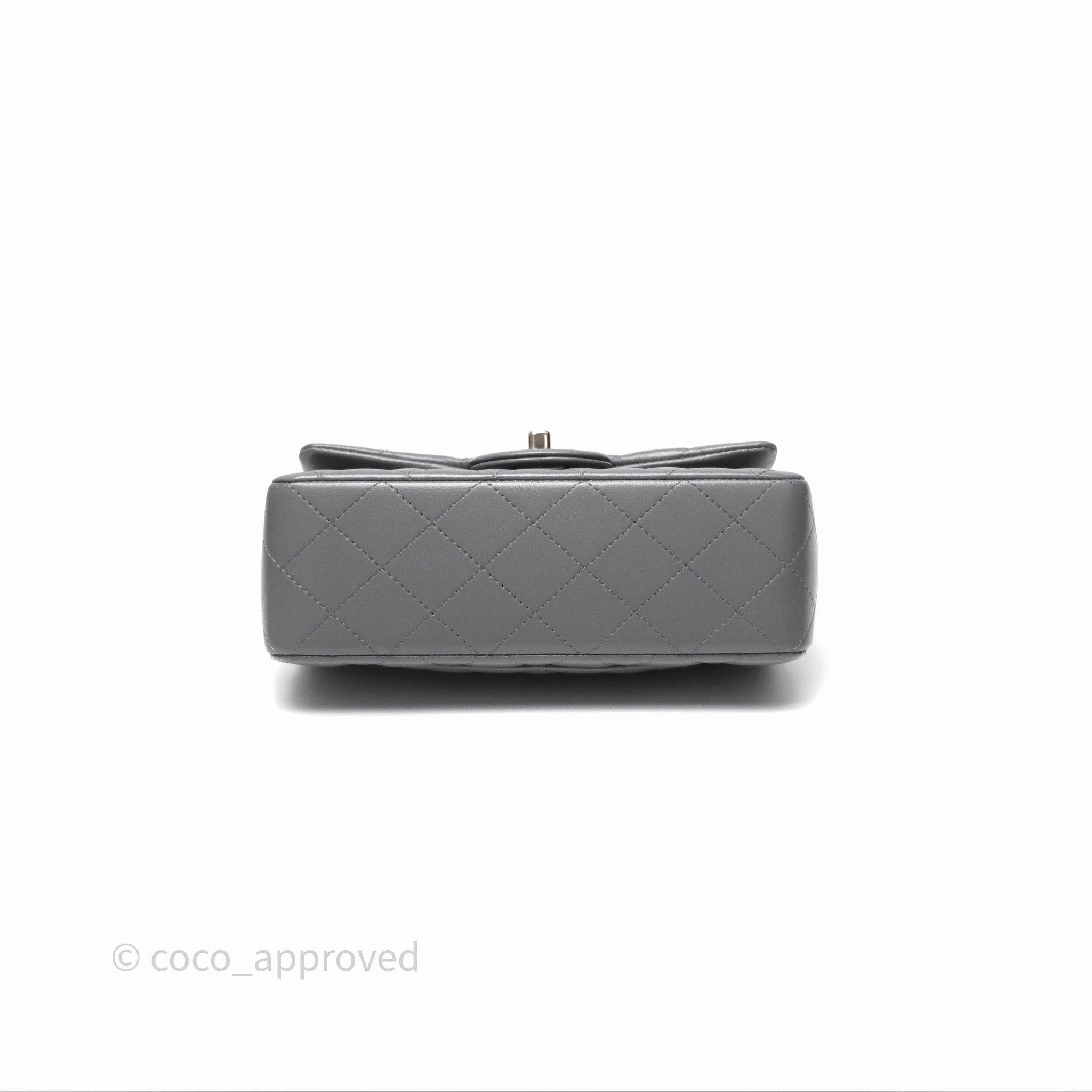 Chanel Top Handle Mini Rectangular Flap Grey Lambskin Gold Hardware