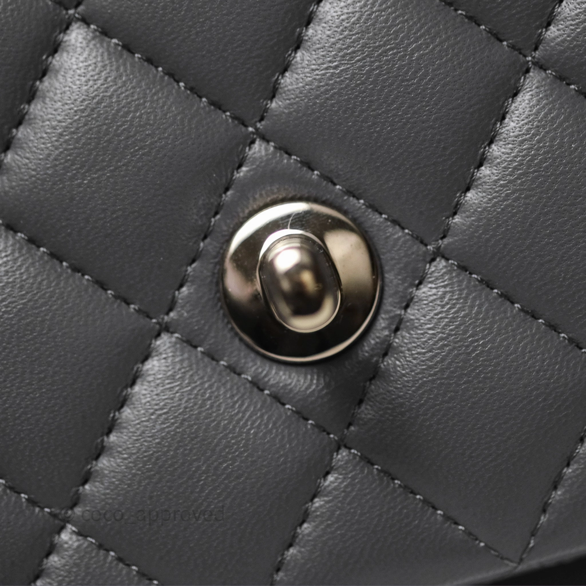 Chanel Top Handle Mini Rectangular Flap Grey Lambskin Gold Hardware