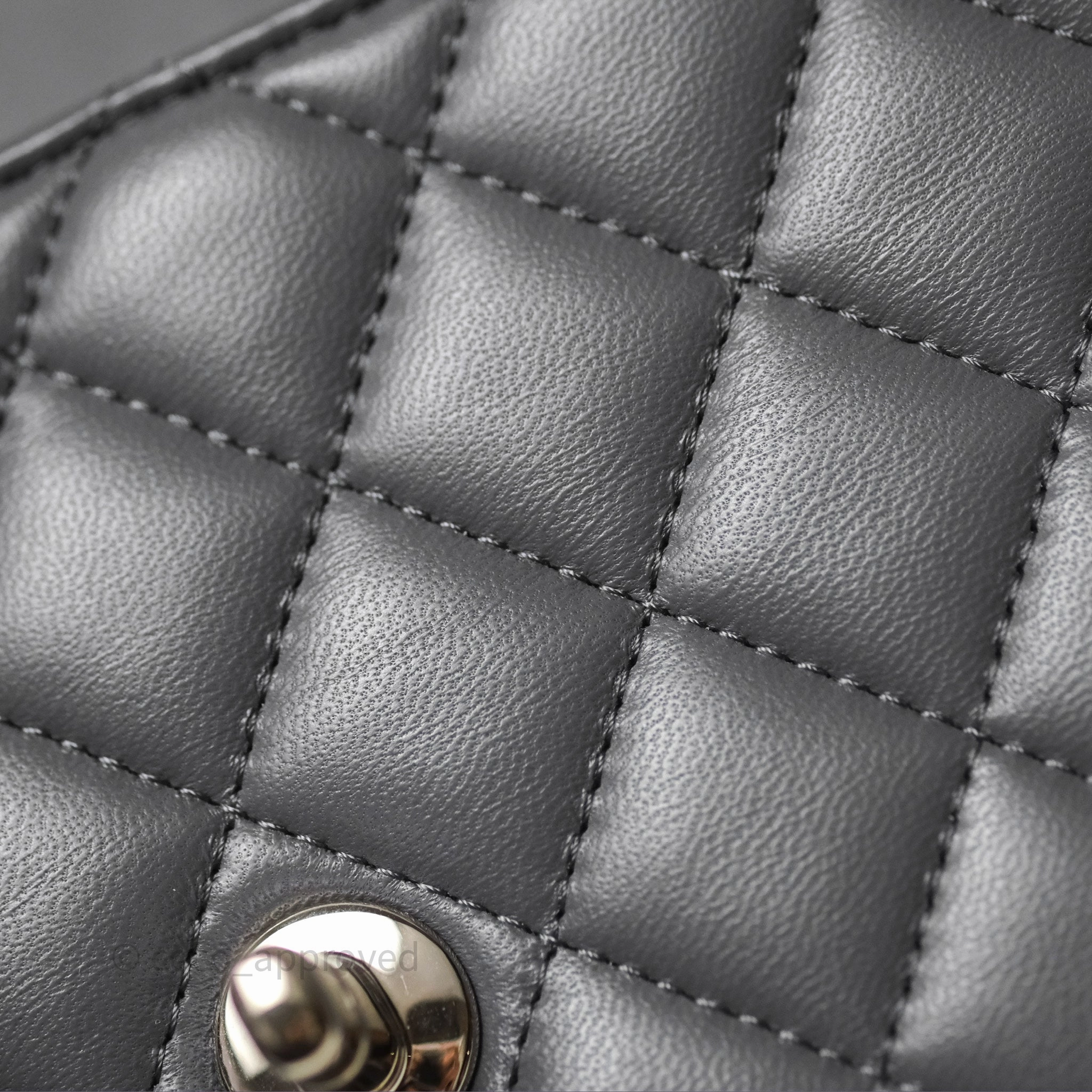 Chanel Top Handle Mini Rectangular Flap Grey Lambskin Gold Hardware