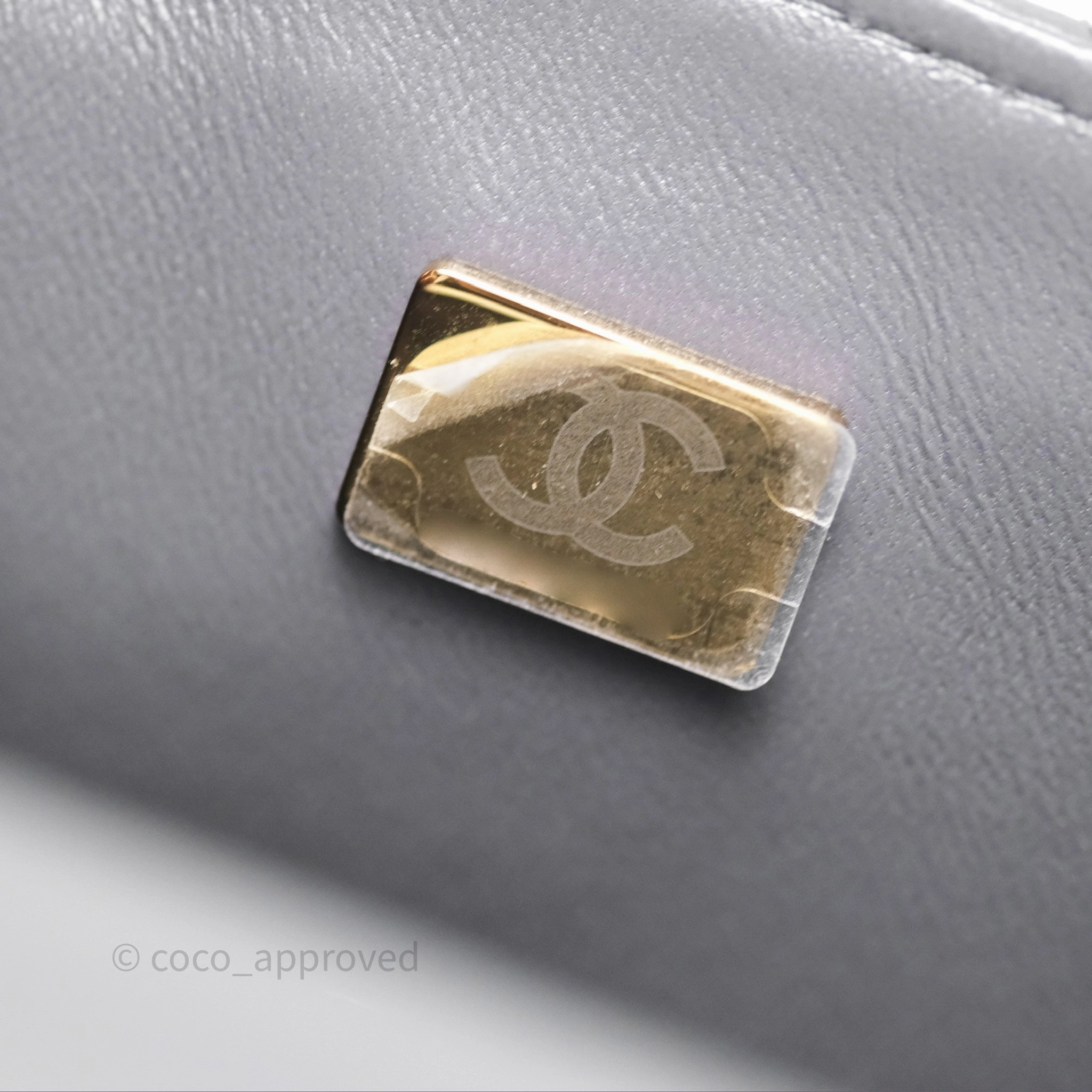 Chanel Top Handle Mini Rectangular Flap Grey Lambskin Gold Hardware