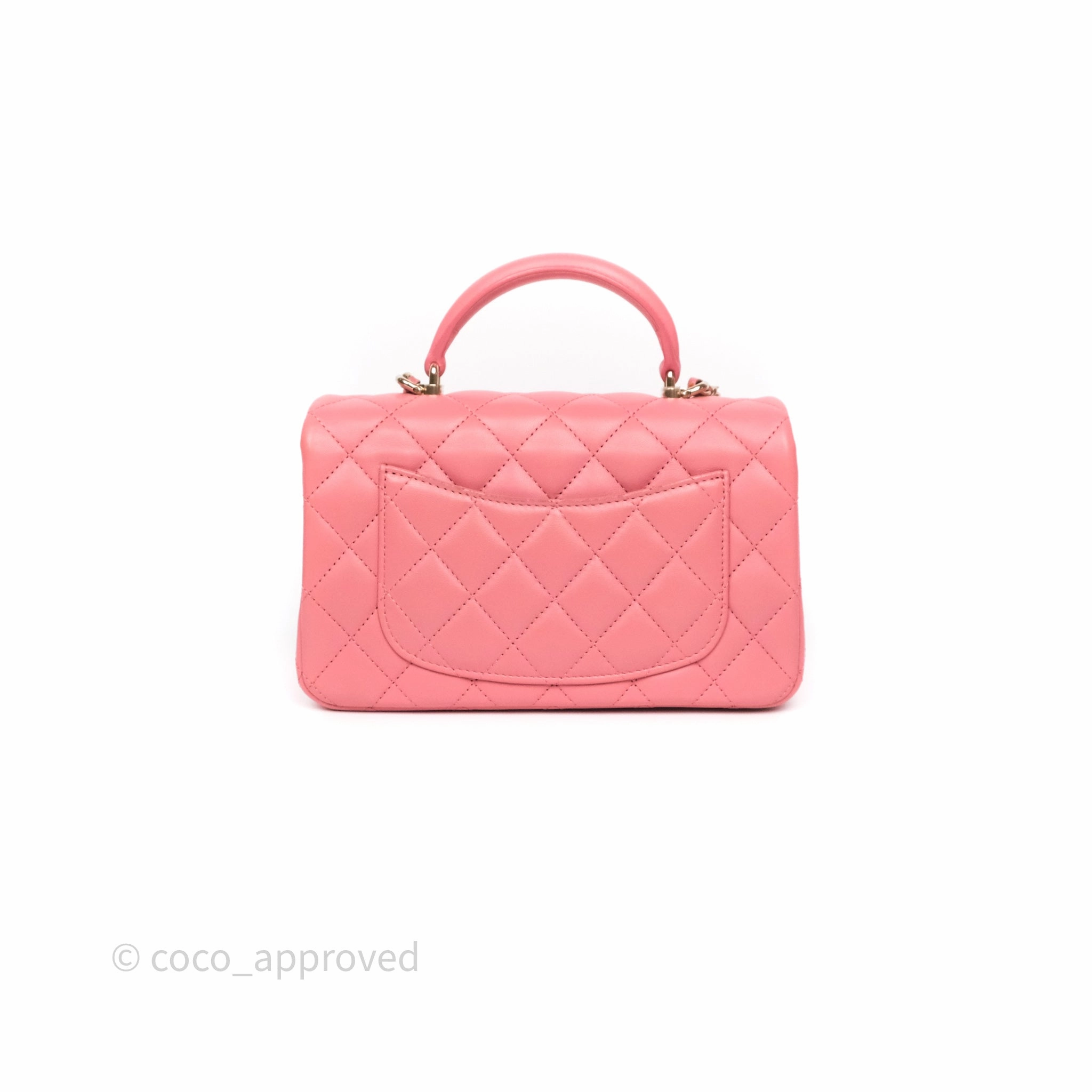 Chanel Top Handle Mini Rectangular Flap Pink Lambskin Gold Hardware