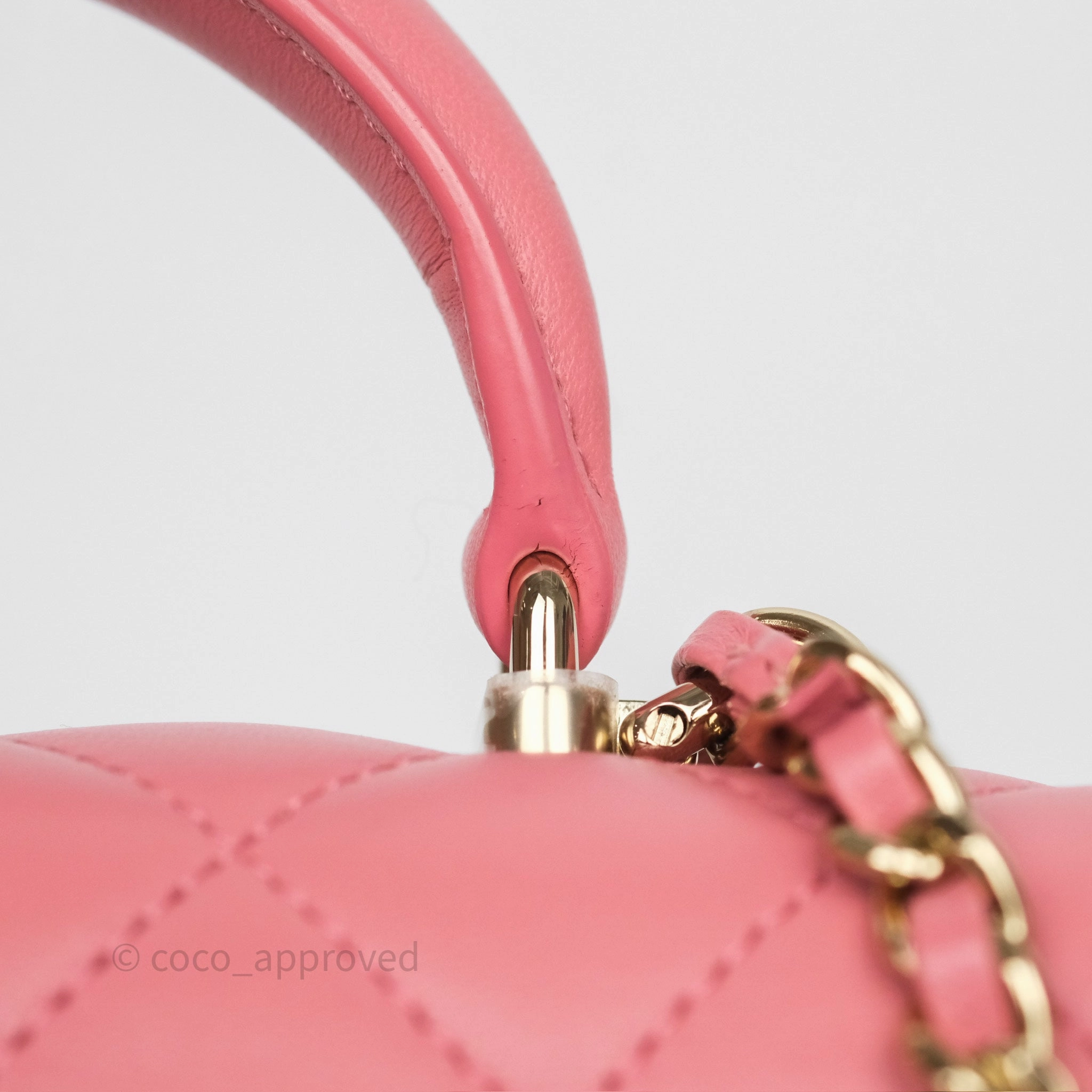 Chanel Top Handle Mini Rectangular Flap Pink Lambskin Gold Hardware