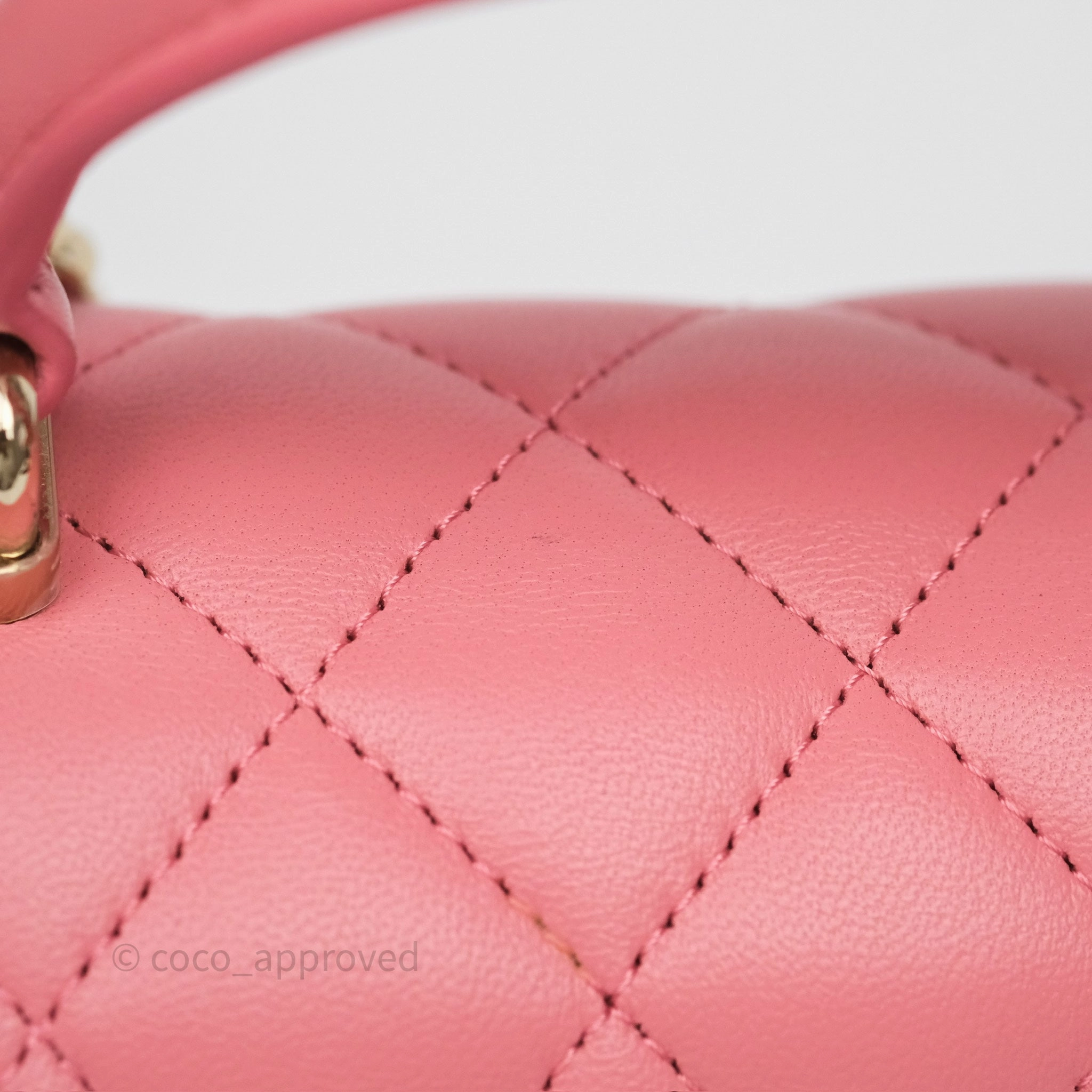 Chanel Top Handle Mini Rectangular Flap Pink Lambskin Gold Hardware