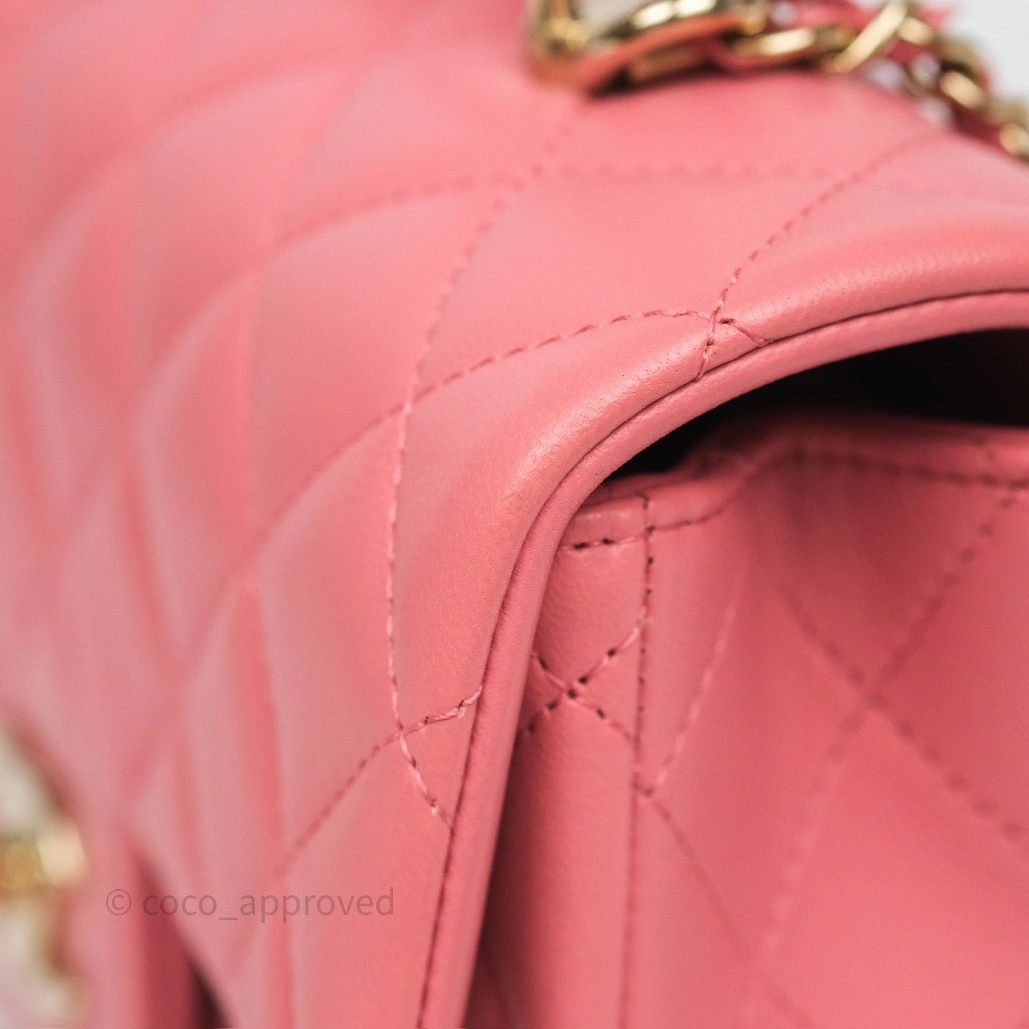 Chanel Top Handle Mini Rectangular Flap Pink Lambskin Gold Hardware