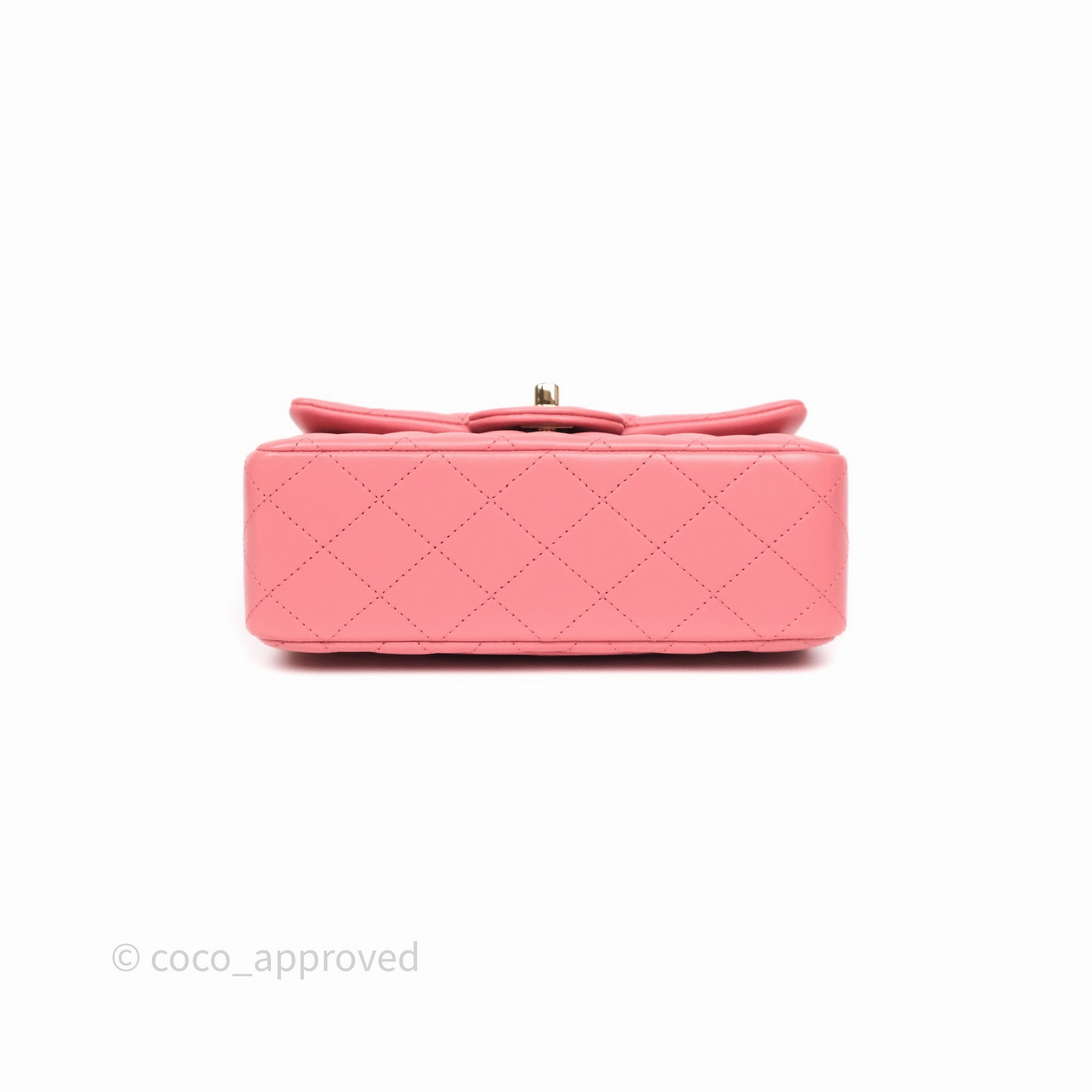 Chanel Top Handle Mini Rectangular Flap Pink Lambskin Gold Hardware
