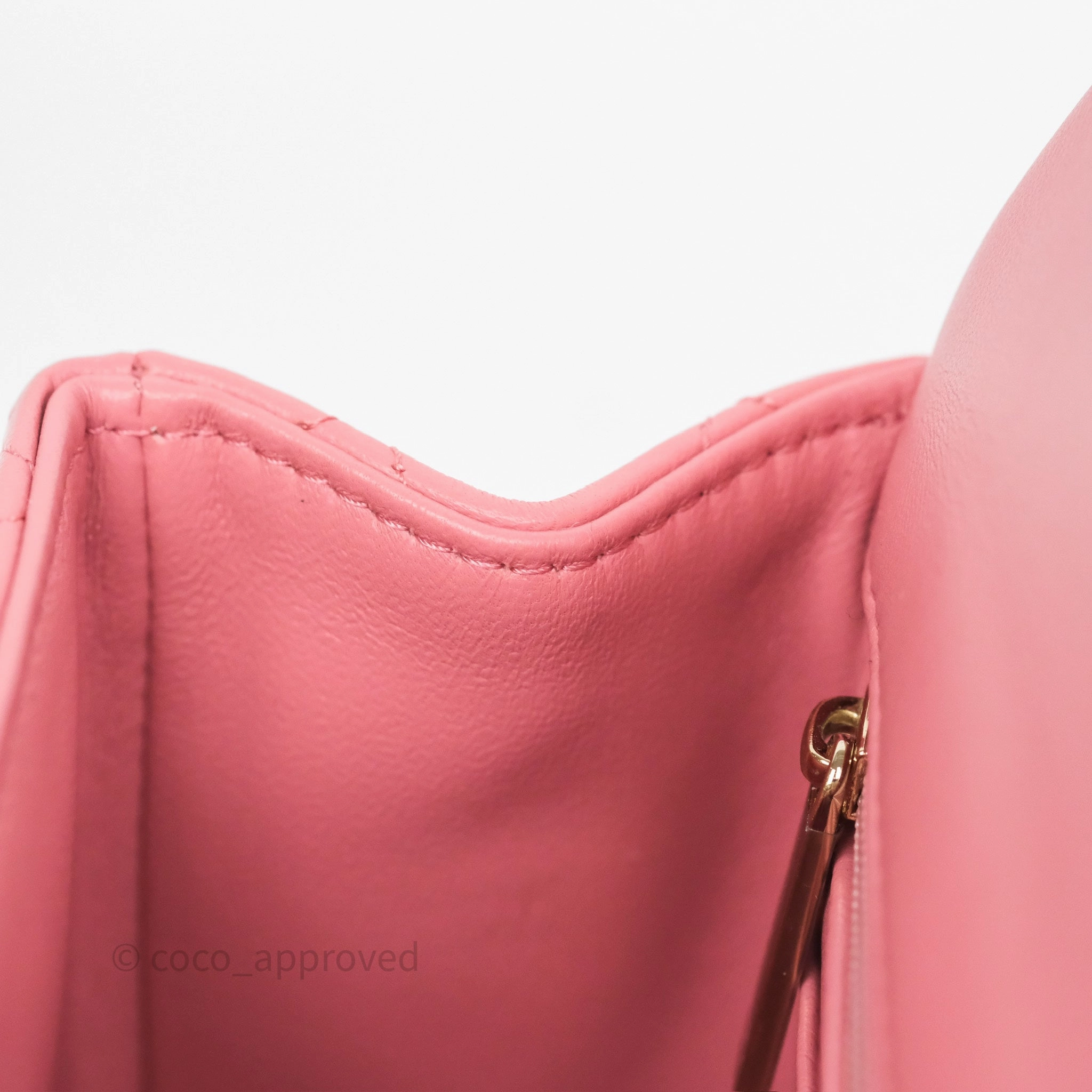 Chanel Top Handle Mini Rectangular Flap Pink Lambskin Gold Hardware