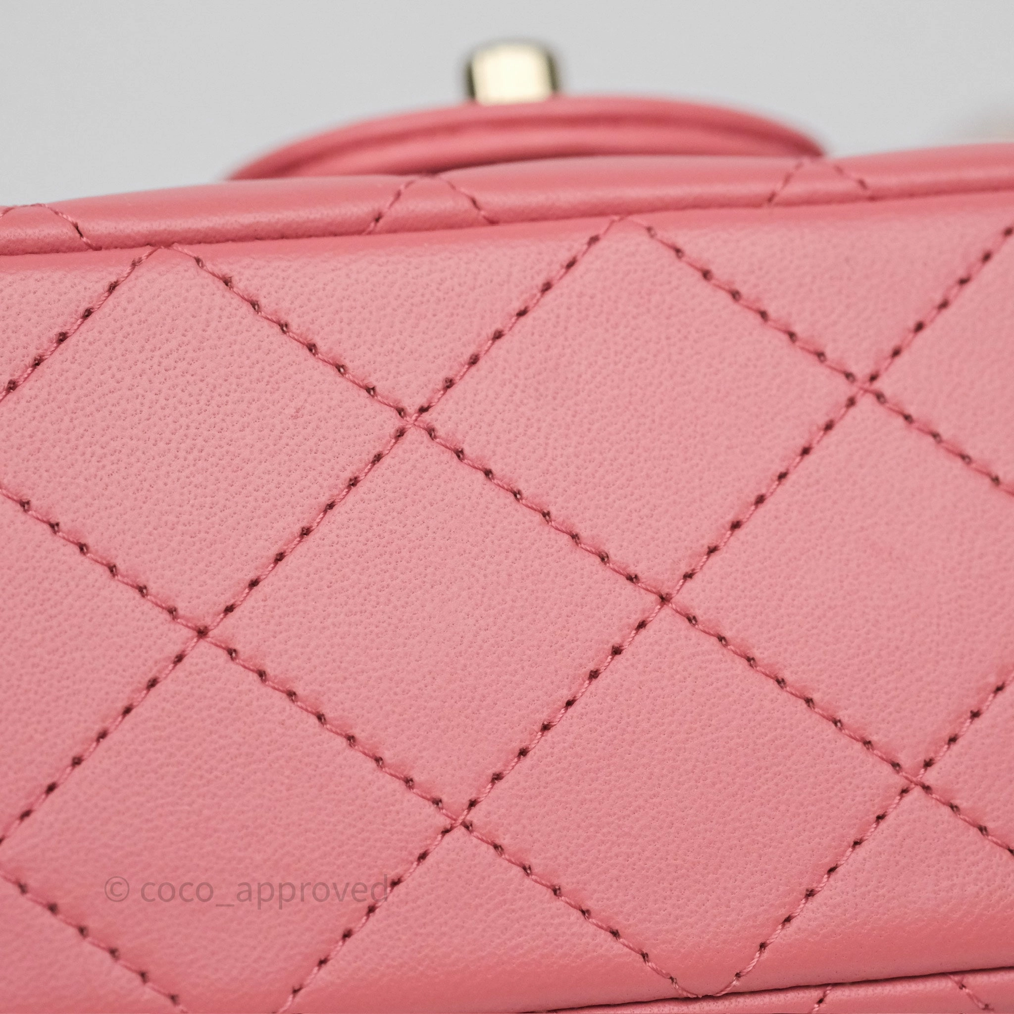 Chanel Top Handle Mini Rectangular Flap Pink Lambskin Gold Hardware