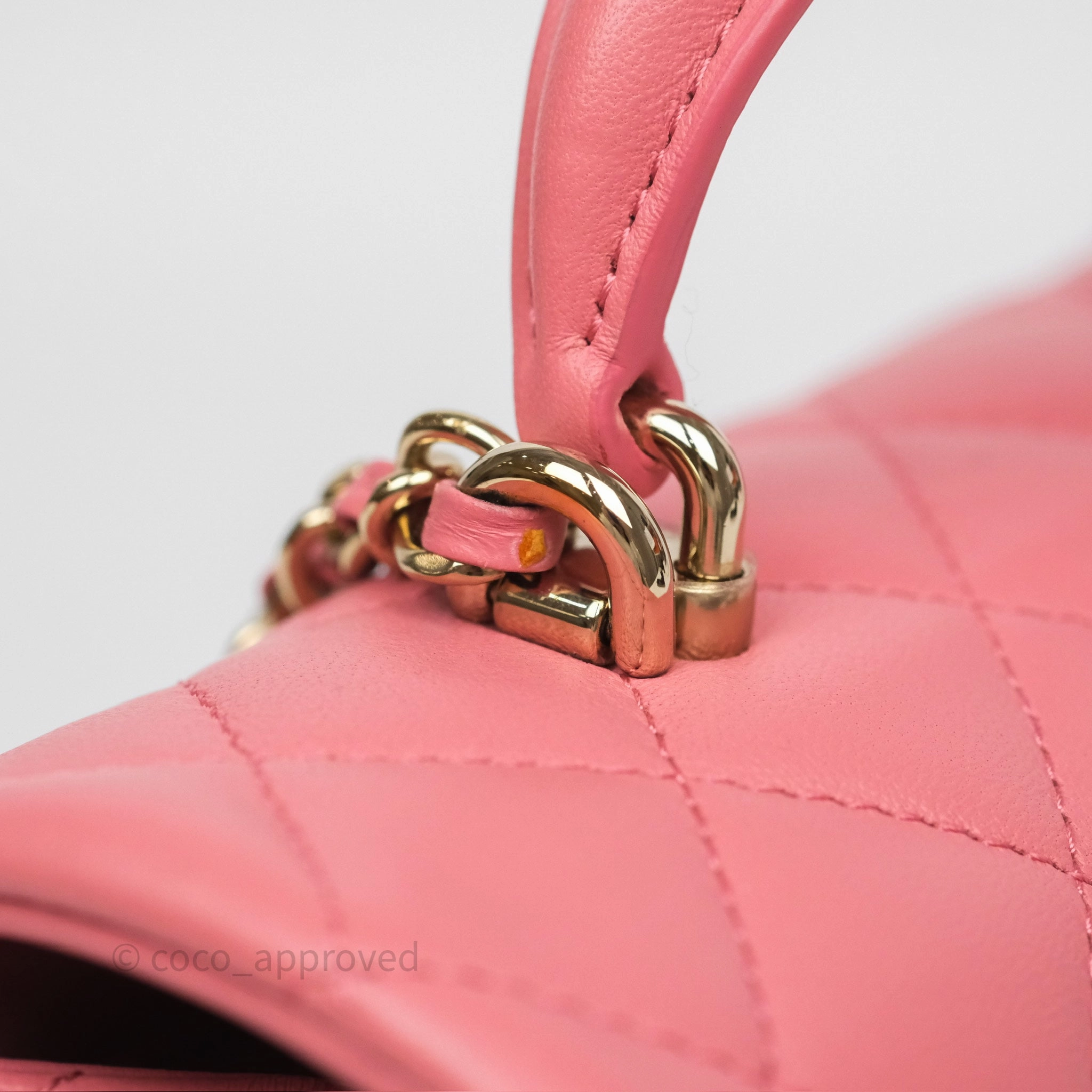 Chanel Top Handle Mini Rectangular Flap Pink Lambskin Gold Hardware